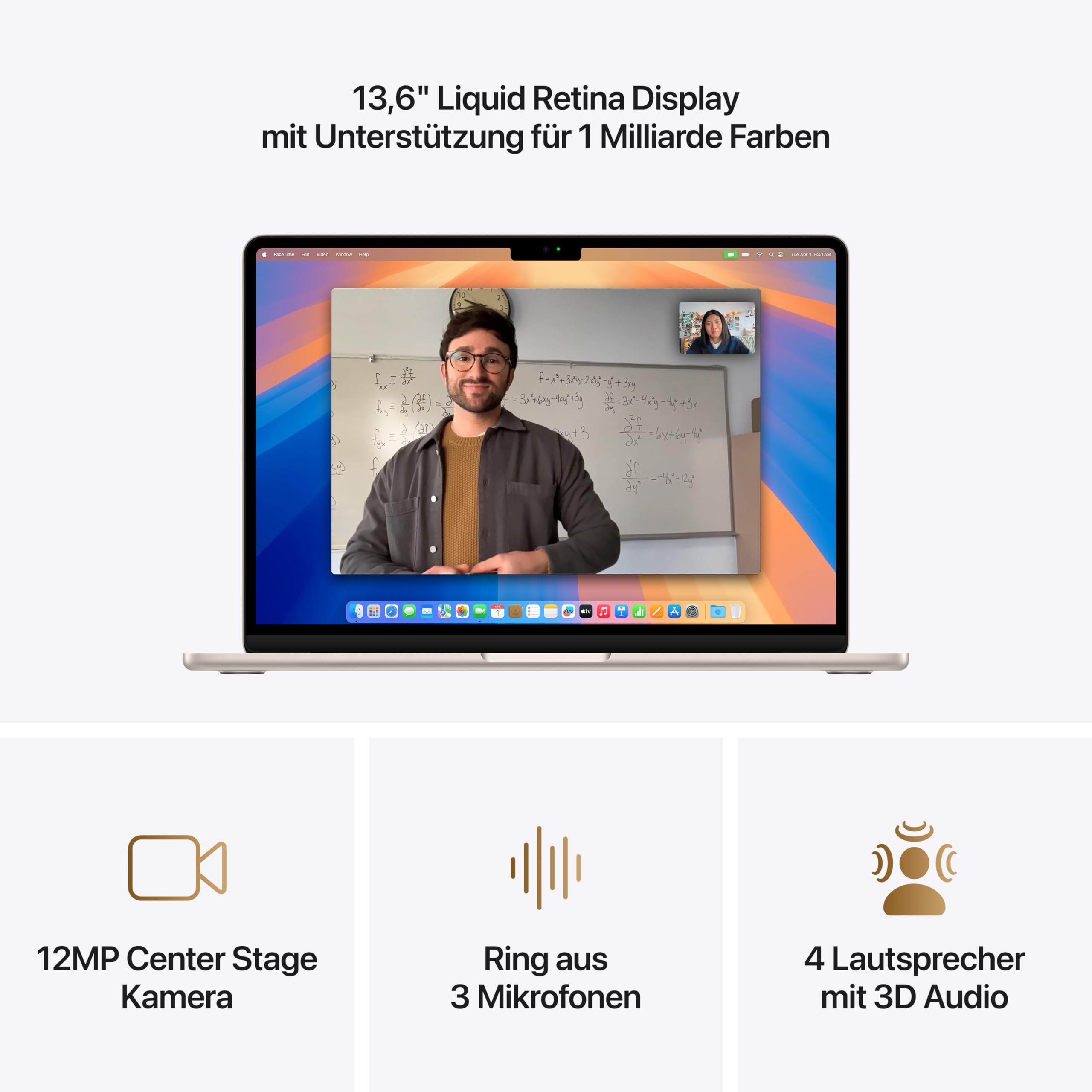 Apple MacBook Air (13", Apple M4 Chip mit 10‑Core CPU und 8‑Core GPU, 16GB Gemeinsamer Arbeitsspe... Ansicht 3