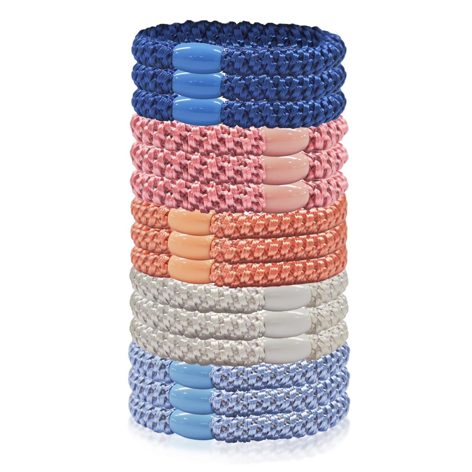 Hair Elastic Bands for Women and Girls Pack of 15 Multicolor Thick and Thin Hair Ties
