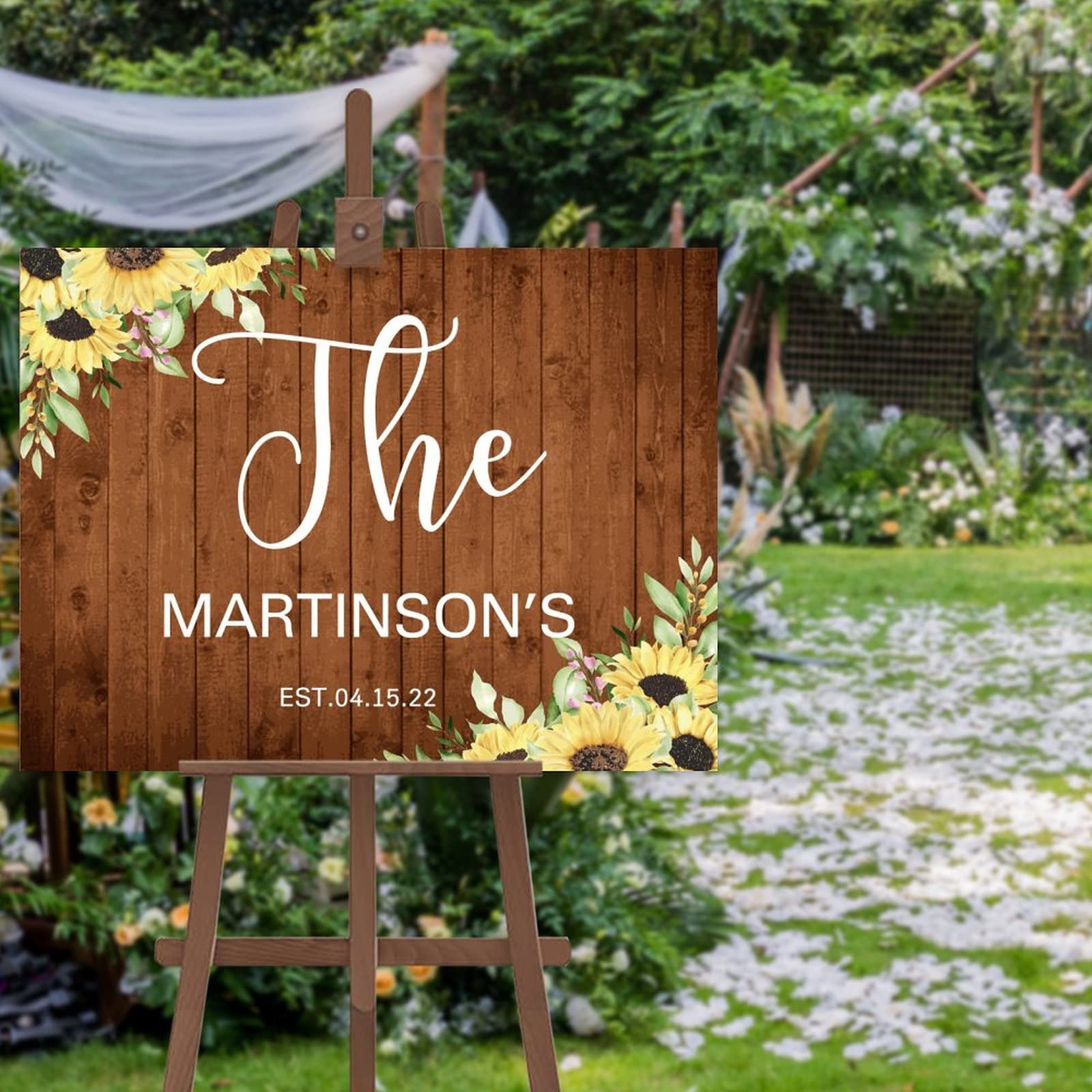 Panneau de bienvenue de mariage haut de gamme tournesol