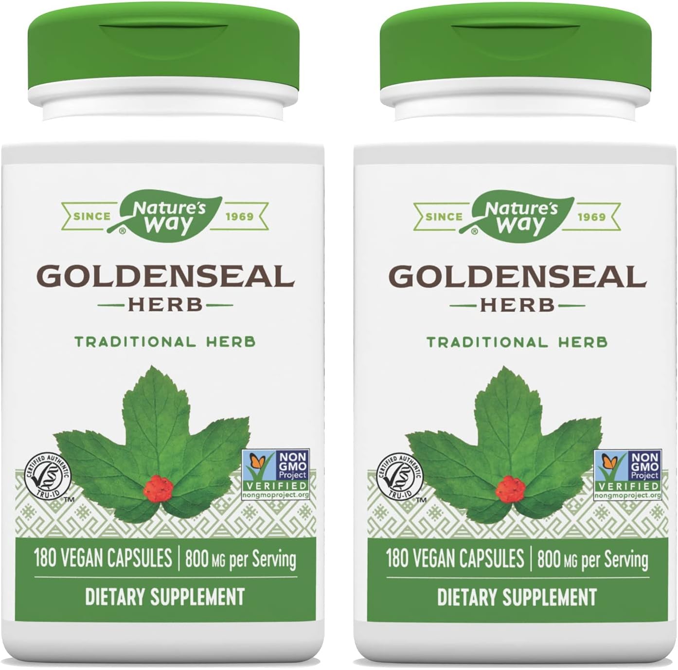 Nature's Way Premium Herbal Goldenseal Herb 400 mg, 180 Vegetarian Capsules, Pack of 2