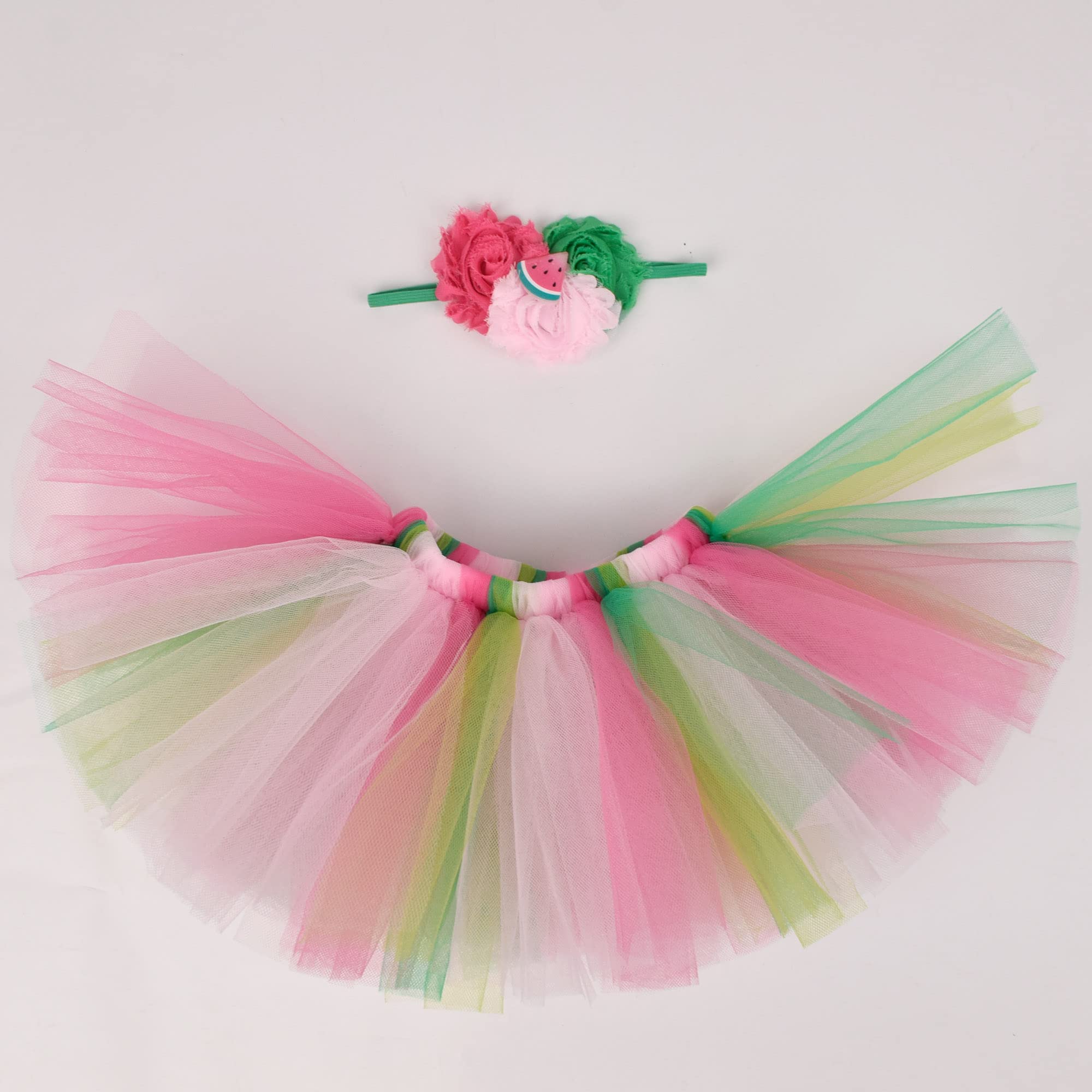 Baby Girls Strawberry Pineapple Peach Watermelon 1st Birthday Tutu Outfit Cotton Romper+Tutu Skirt+Headband Fruit Cake Smash (Watermelon #1, 12-18mths)