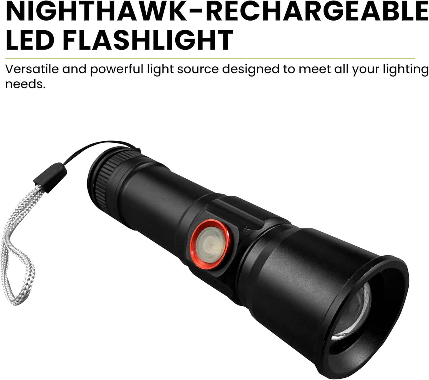 Power By GoGreen Nighthawk LED Flashlight – 700 Lumens, Rechargeable with 3 Modes & USB Charging