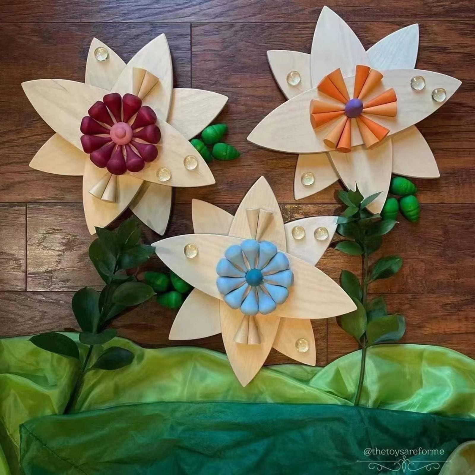 Blocchi Petali in Legno Educativi Bambini Gioco Costruzioni Mattoncini Stacking Set Creativo Materiale con Finitura a Base d'Acqua Adatto a Asilo Scuola ’infanzia Casa Attività di Classe