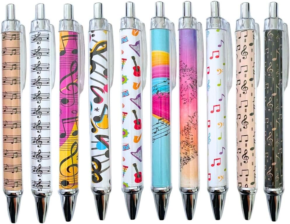 Music Pens 10 PC Unique Musical Party Favor Teacher Gift Romantic Themed Office Supplies Classroom Piano Enthusiasts Musician Cool Stationery Artistic Vibes Bulk Perfect for Student Journals