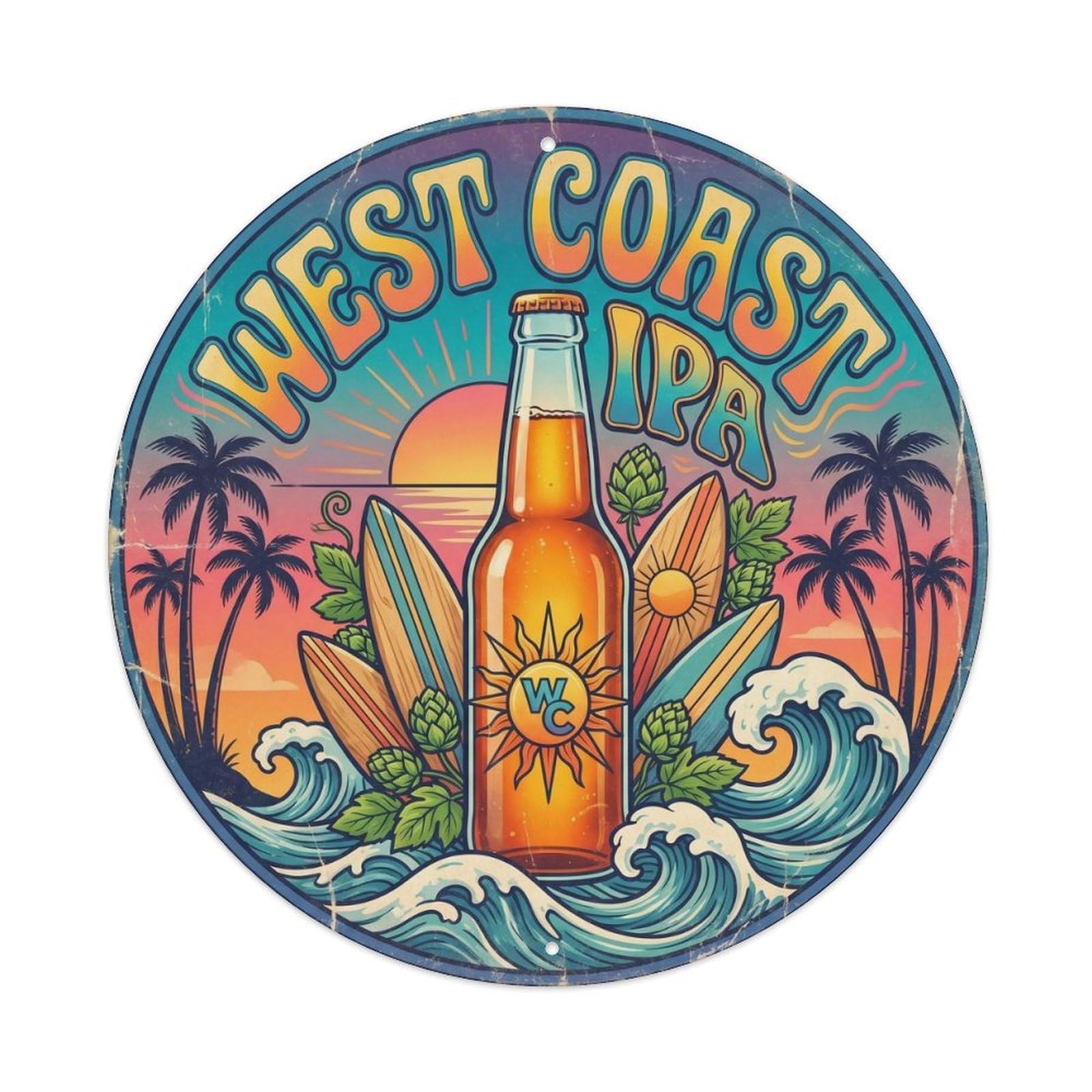 West Coast IPA Cellar Brew Hops Malt American Heritage Metal Tin Sign