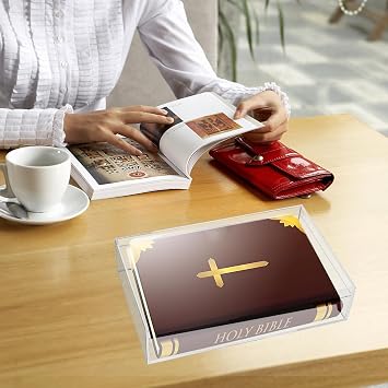 Clear Acrylic Bible Display Case with Adhesive Buckle, 10.2 x 7 x 2.4 Inch