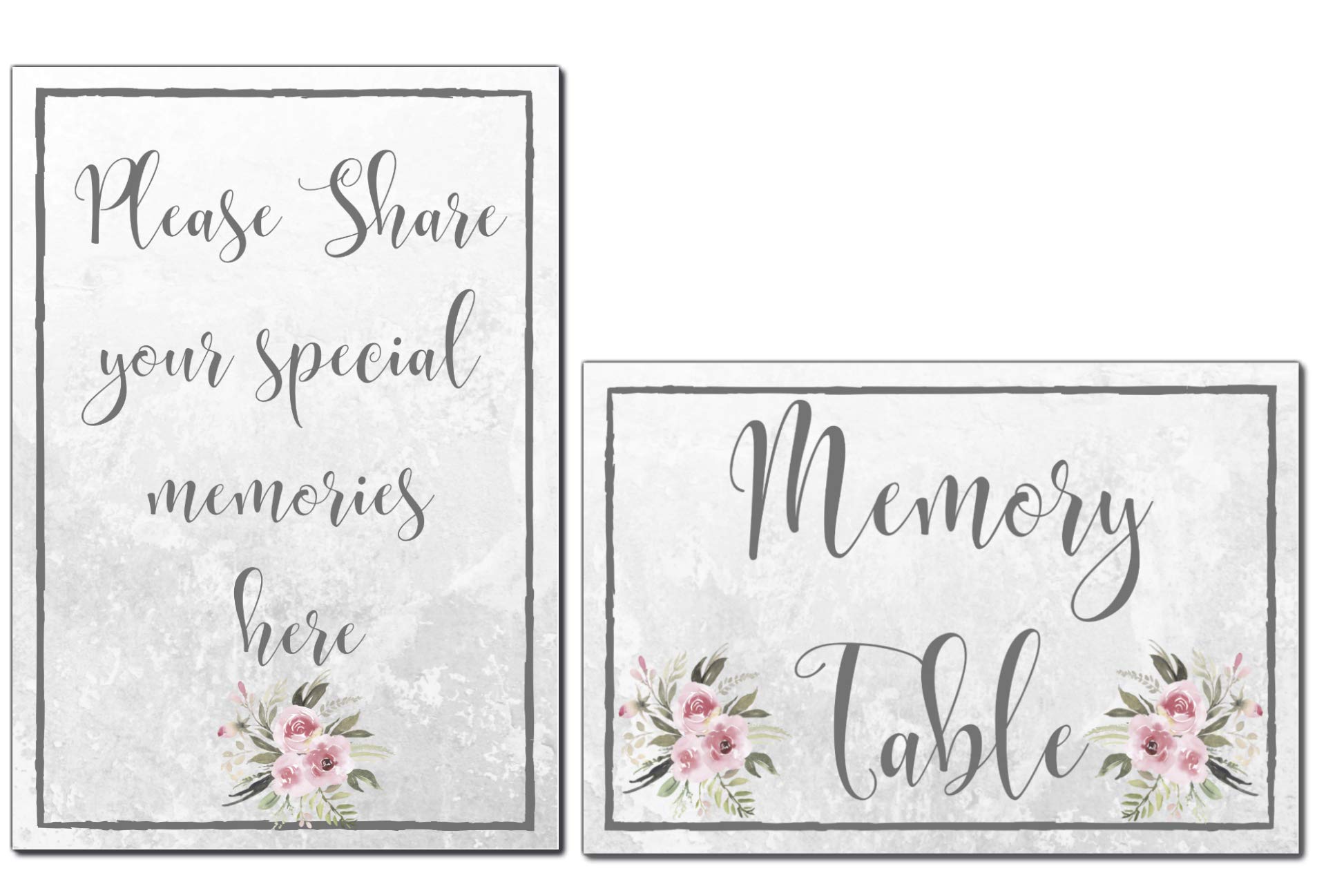 Funeral Memory Table Sign | Share Your Special Memories Sign | Set of 2 Signs for Celebration of life Funeral Memorial | Table Decoration cards | Funeral Guest & Book Sign (White (Chalk))