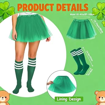 Halloween Bear Costume Bear Ears Headband Tulle Tutu Skirt Stripe Knee-High Socks Iron-On Patch for Adult Women