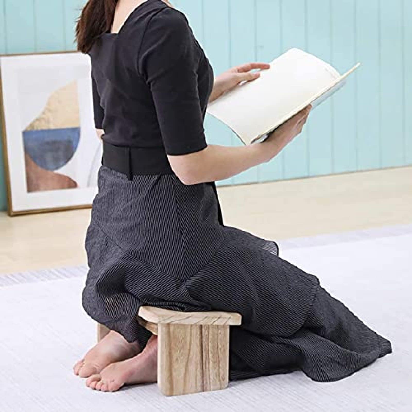 Panca Da Meditazione Pieghevole In Legno - Per Yoga, Preghiera E Cerimonia Del Tè, Ergonomica E Portatile - Foto 4