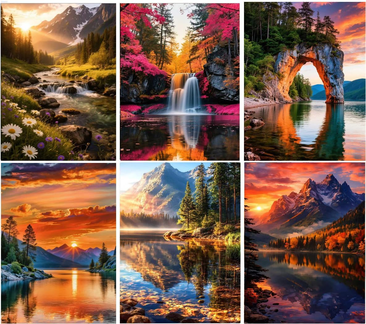 6 Pack Diamond Painting Kits for Adults, 5D DIY Diamond Art Kits for Beginners, Colorful Marine Animals Diamond Dots Kits Gem Arts Crafts for Living Room Bedroom Offices Home Wall Decor 12X16 Inch
