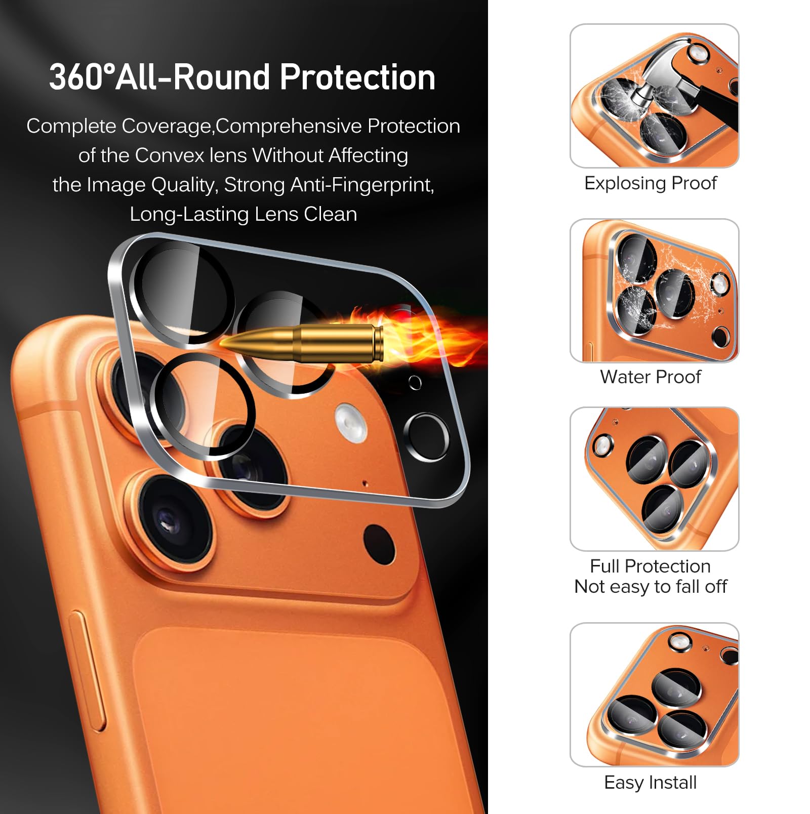 Kit Protection Complète Dureté 9H Protections écran IVoler Pour IPhone 15 Pro Max - 3 Verres Trempés + 3 Films Caméra Kit Installation Complet