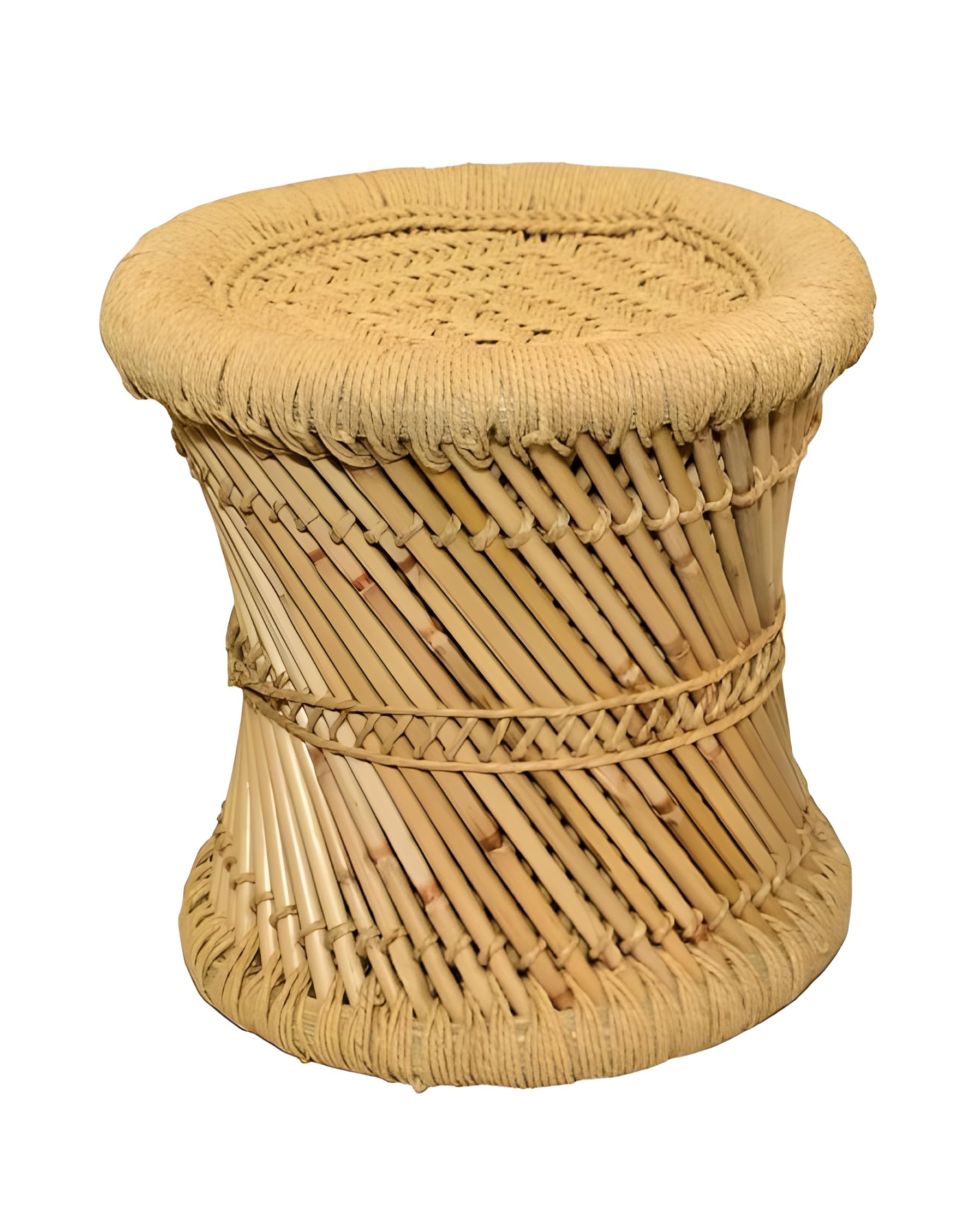 EKOH HOME Bamboo MUDDA Stool 38 * 38 CM/Stool/Muddha/Mudda for Outdoor Indoor Furnishing 1 Piece, Brown-image-10