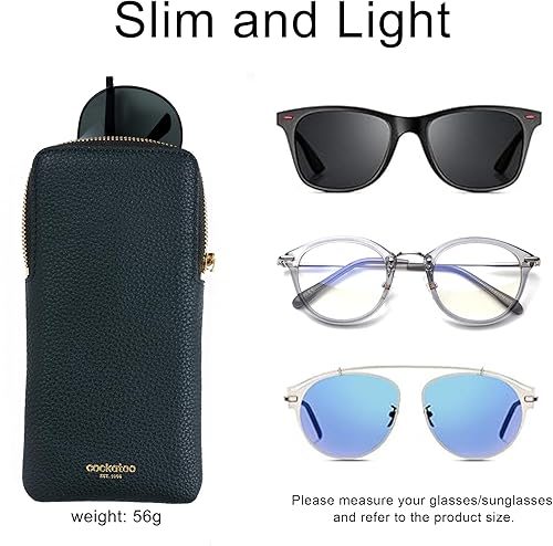 Vista 5 de Cockatoo Gafas de sol de cuero suave caso cremallera gafas bolsa para mujeres hombres