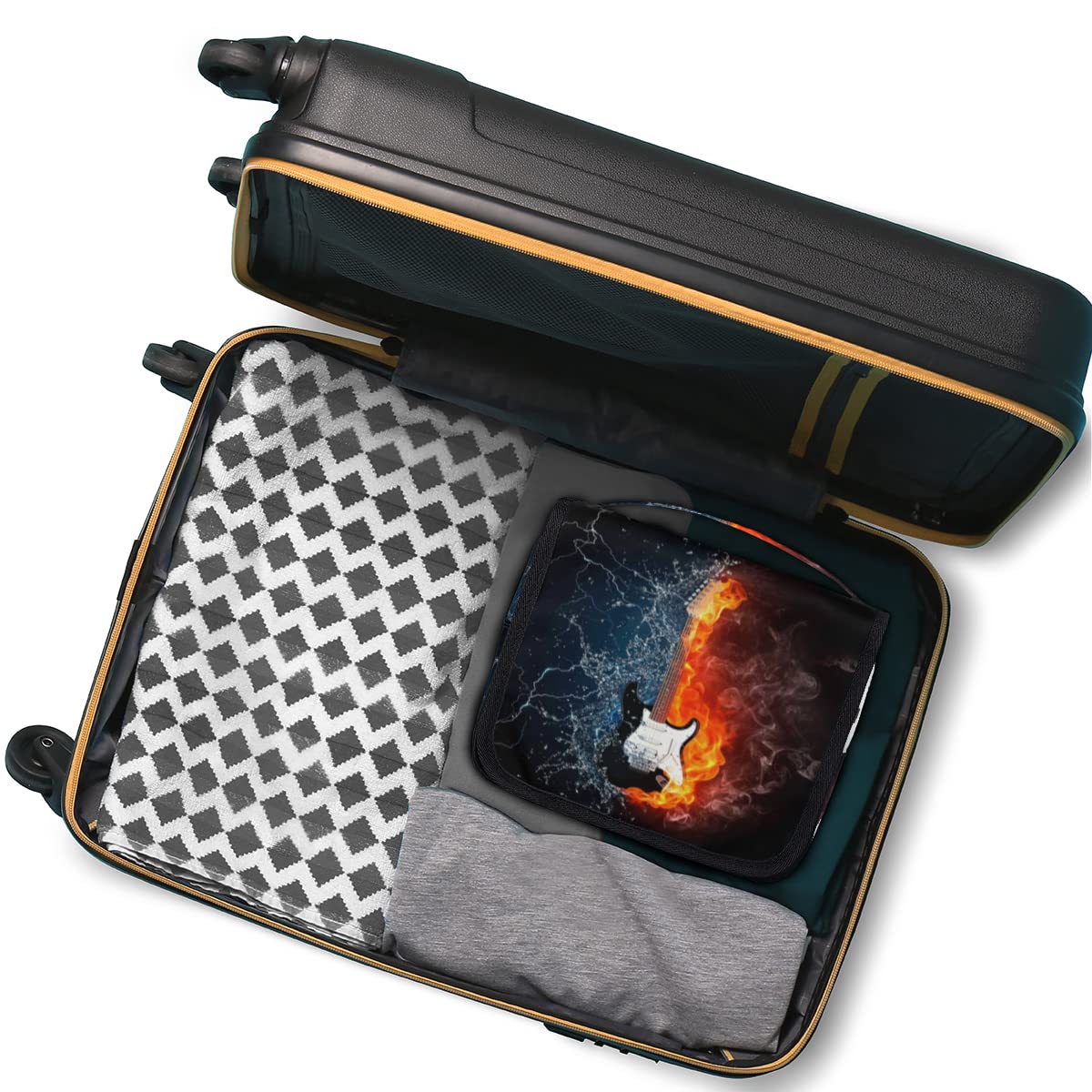 Gitara podróżna kosmetyczka gitara elektryczna torba do mycia sakiewka uniseks wiszące przybory toaletowe kosmetyczny organizer do makijażu, wielobarwny, Jeden rozmiar