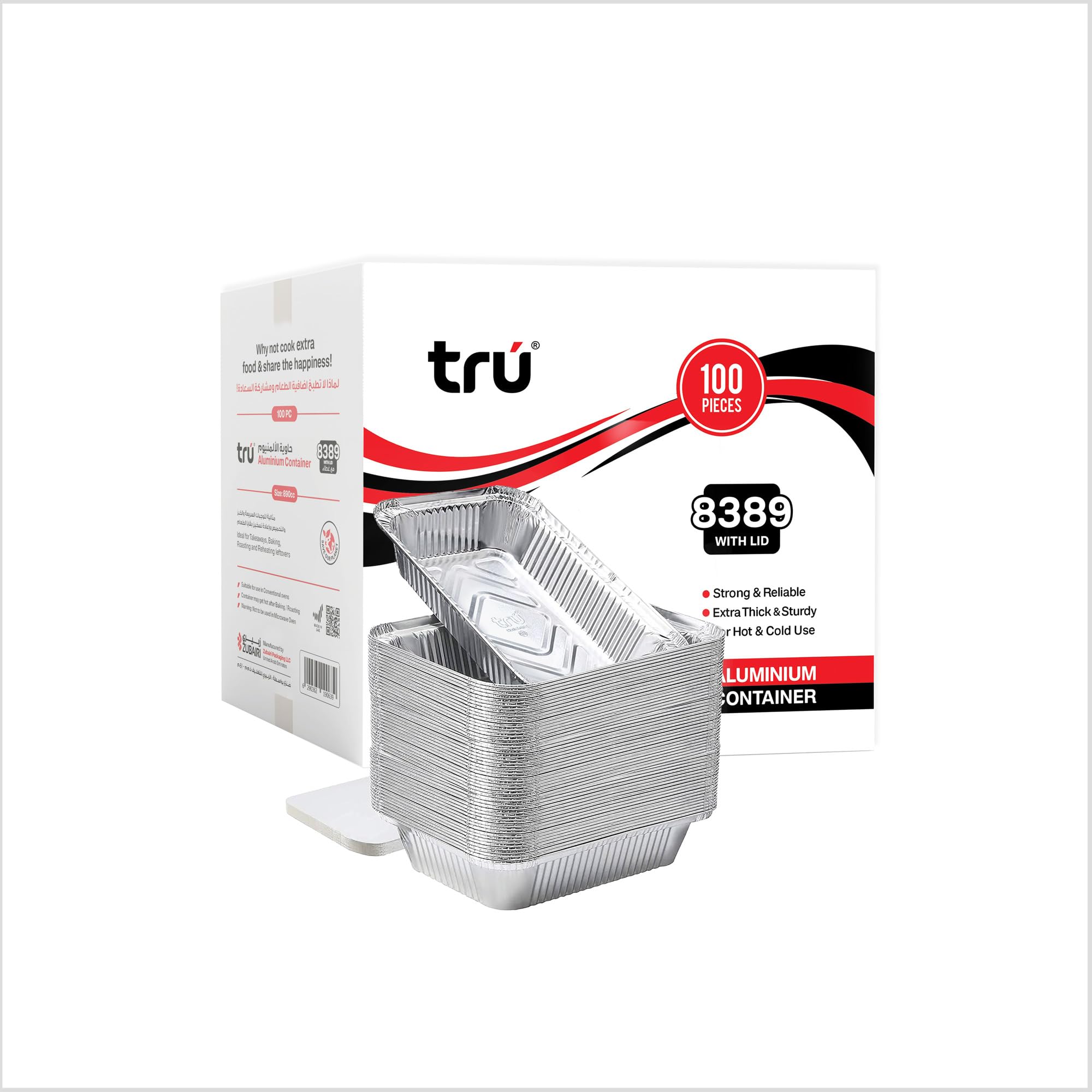 8389 100pc Aluminium Container 890cc Food Storage Containers with Lids