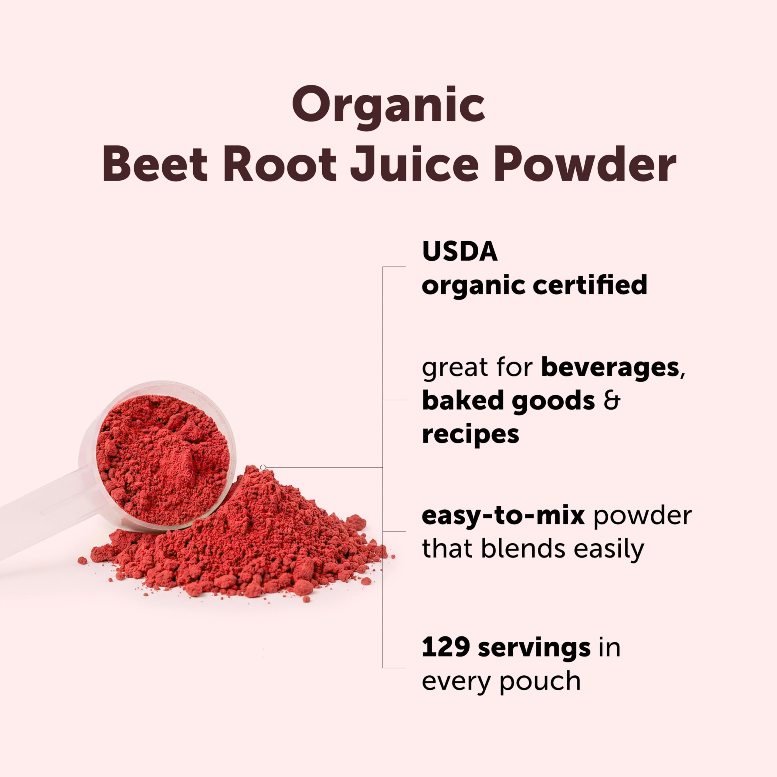 Micro Ingredients Organic Beet Root Juice Powder, 1 Pound | Water Soluble, Raw Beet Supplement | Powder Drink Mix for Smoothies & Recipes | Non-GMO, Vegan Friendly, Plant Based — Amazon image 3