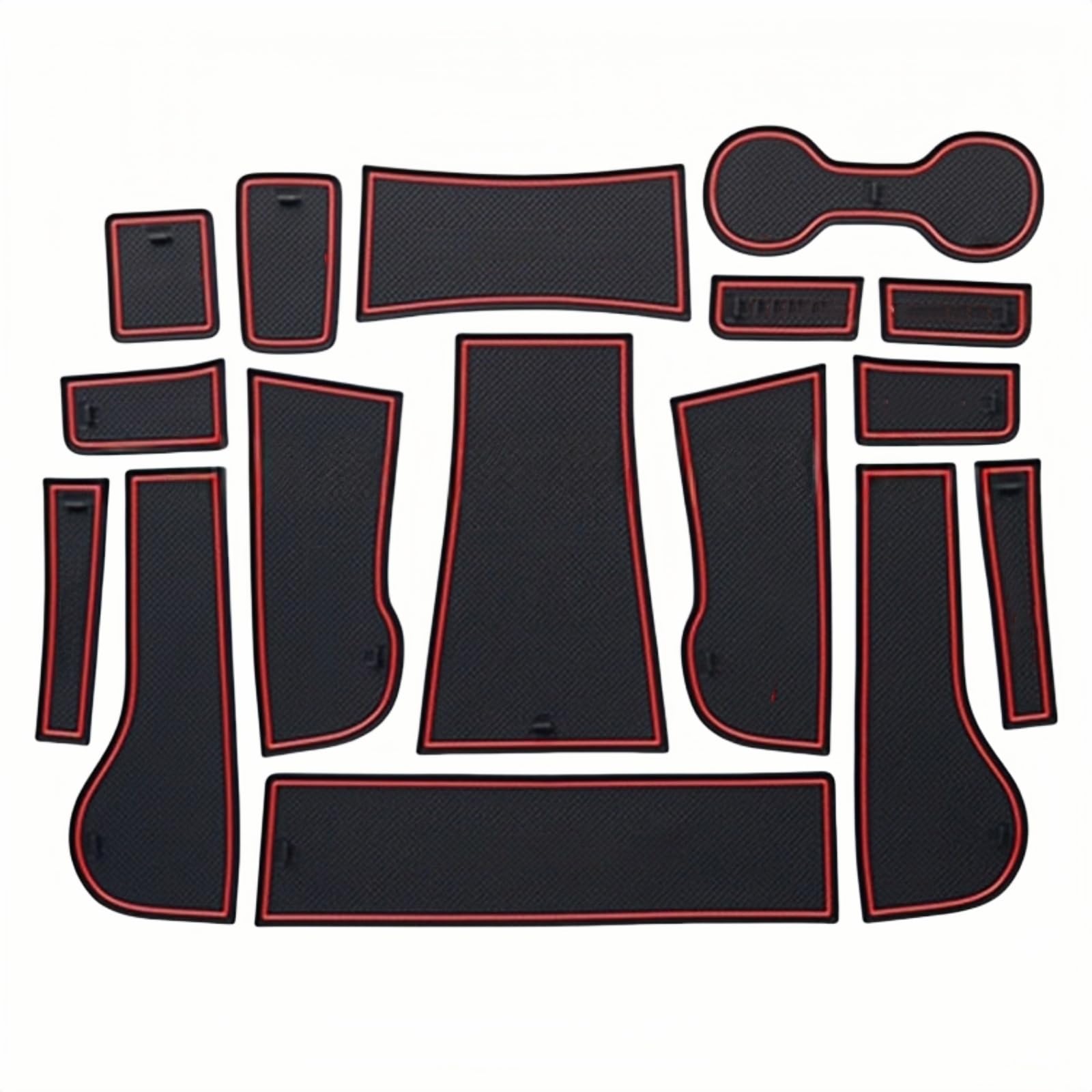 Car Door Slot Pads Non-Slip Rubber Mats for Buick Excelle 2018-2019, Anti-Dust Cup Holder Insert Interior Storage Tray Organiser,Red