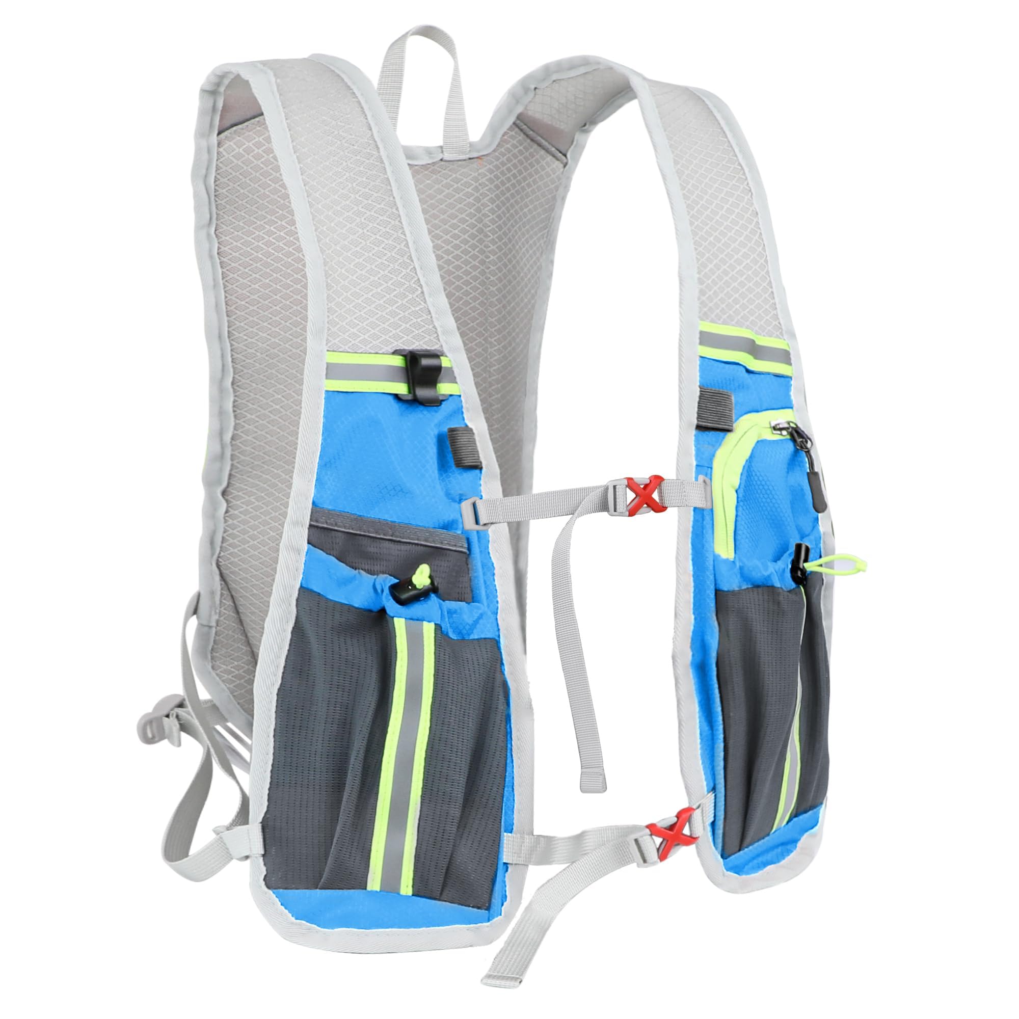 Running Hydration Vest, Lightweight Running Hydration Backpack, Reflective Hydration Vest with Multi-pouches, Breathable and Adjustable Running Backpack for Running, Cycling, Climbing