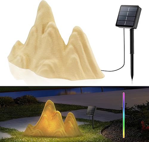 Luces solares impermeables IP44, batería recargable, luces solares de jardín falsas con luces blancas y RGB, luces nocturnas de paisaje para césped,