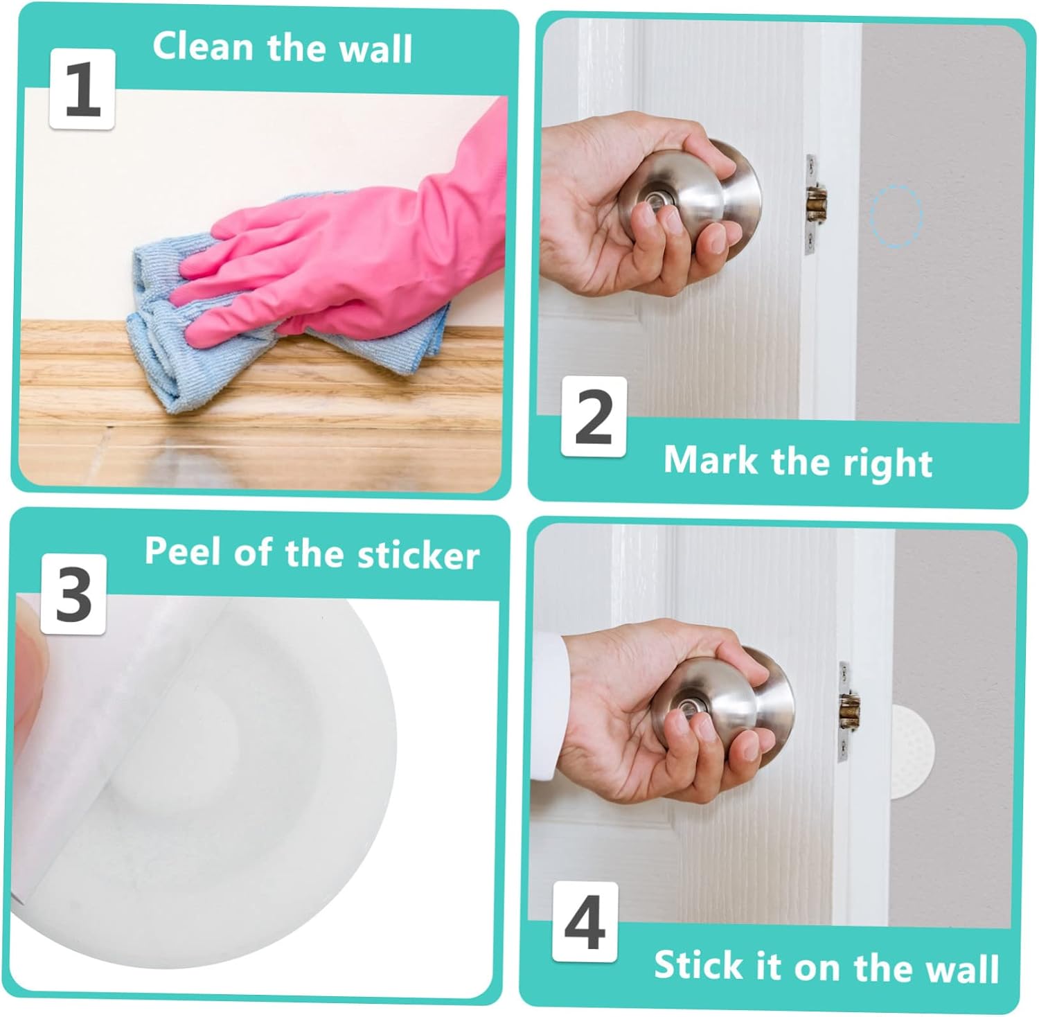 NUOBESTY 5pcs Door Bumper Guard Self Adhesive Wall Protectors for Door Handles No Tools Needed