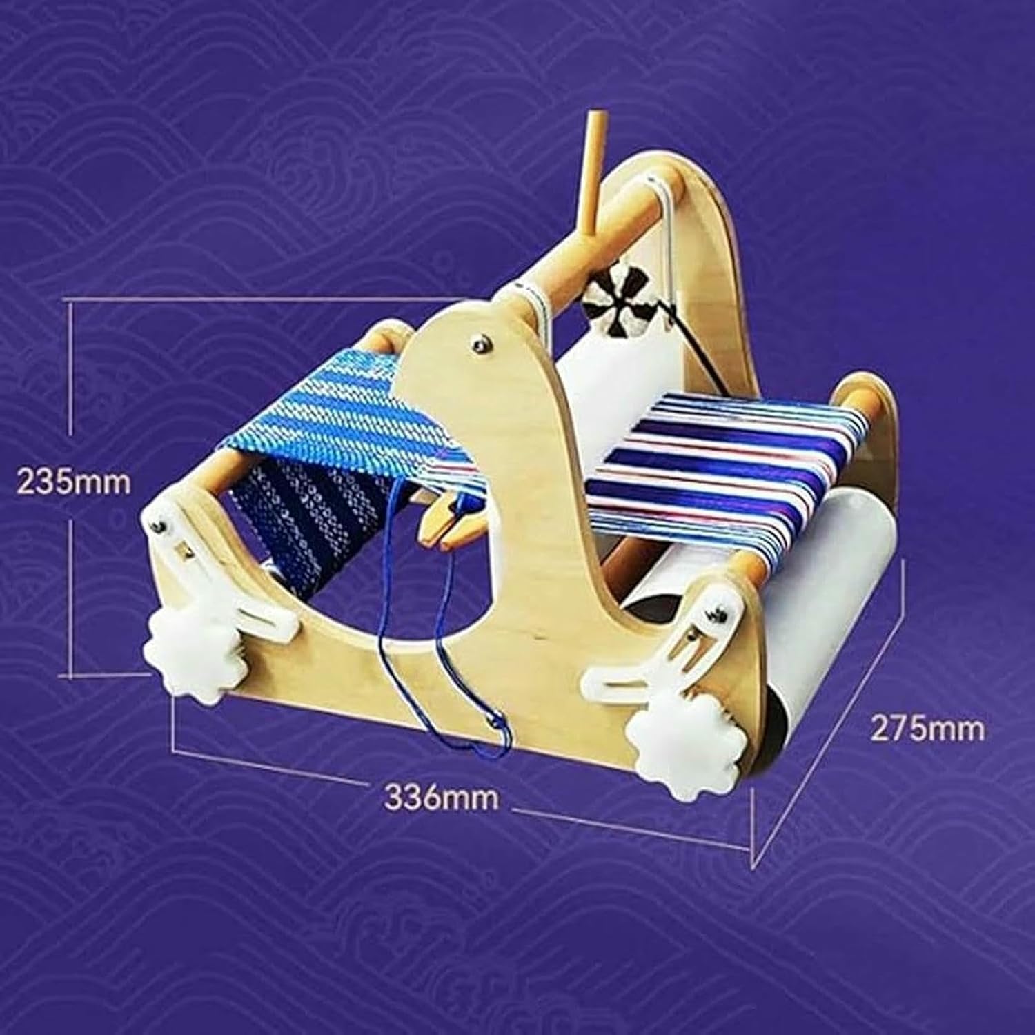 XDRGOOIUY Desktop Wooden Weaving Loom, DIY Hand-Knitting Weaving Machine, Weaving Frame Loom with Mixed Yarns, Rigid Healds and Shuttles, for Beginners, Craft