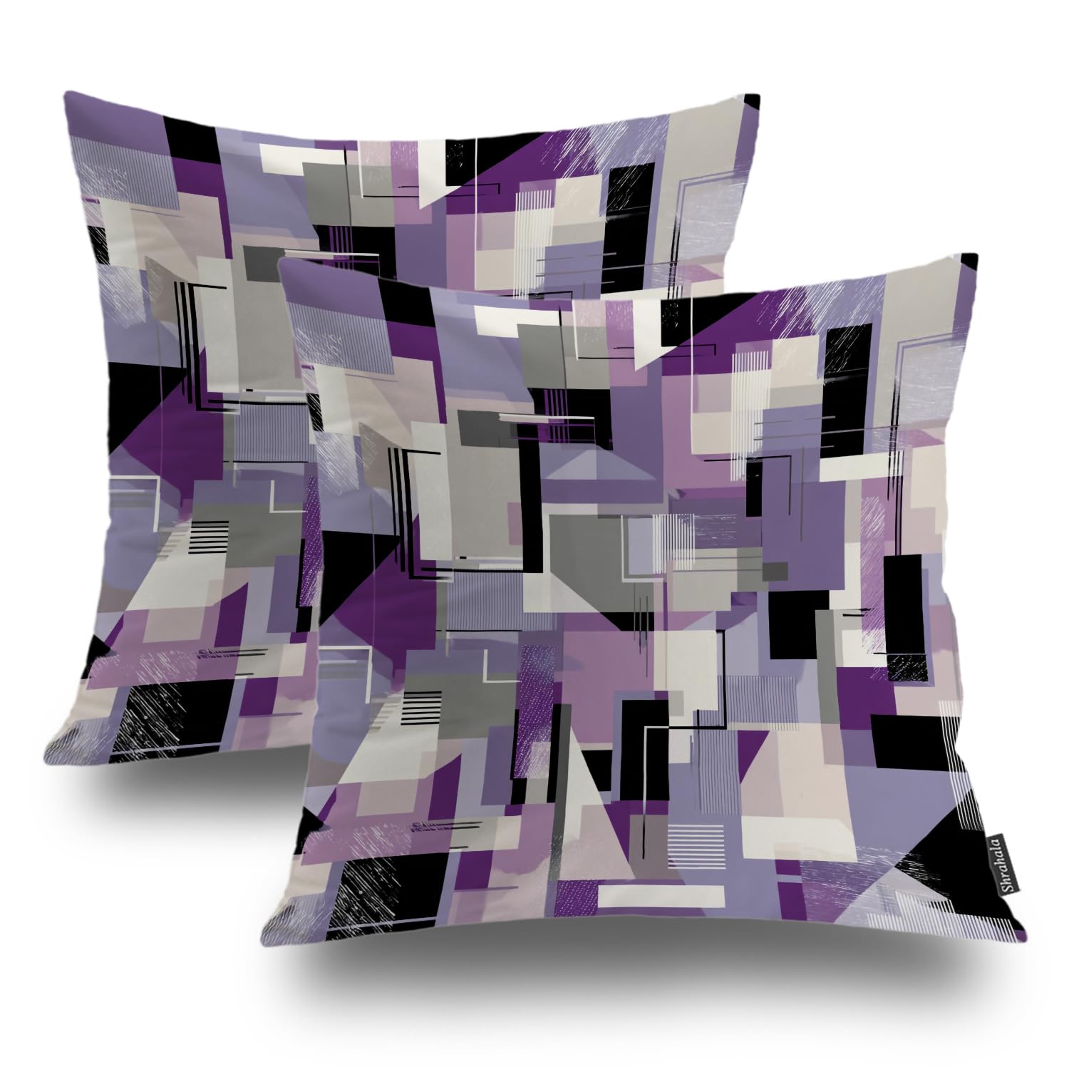 Housse de coussin design géométrique violet de qualité supérieure