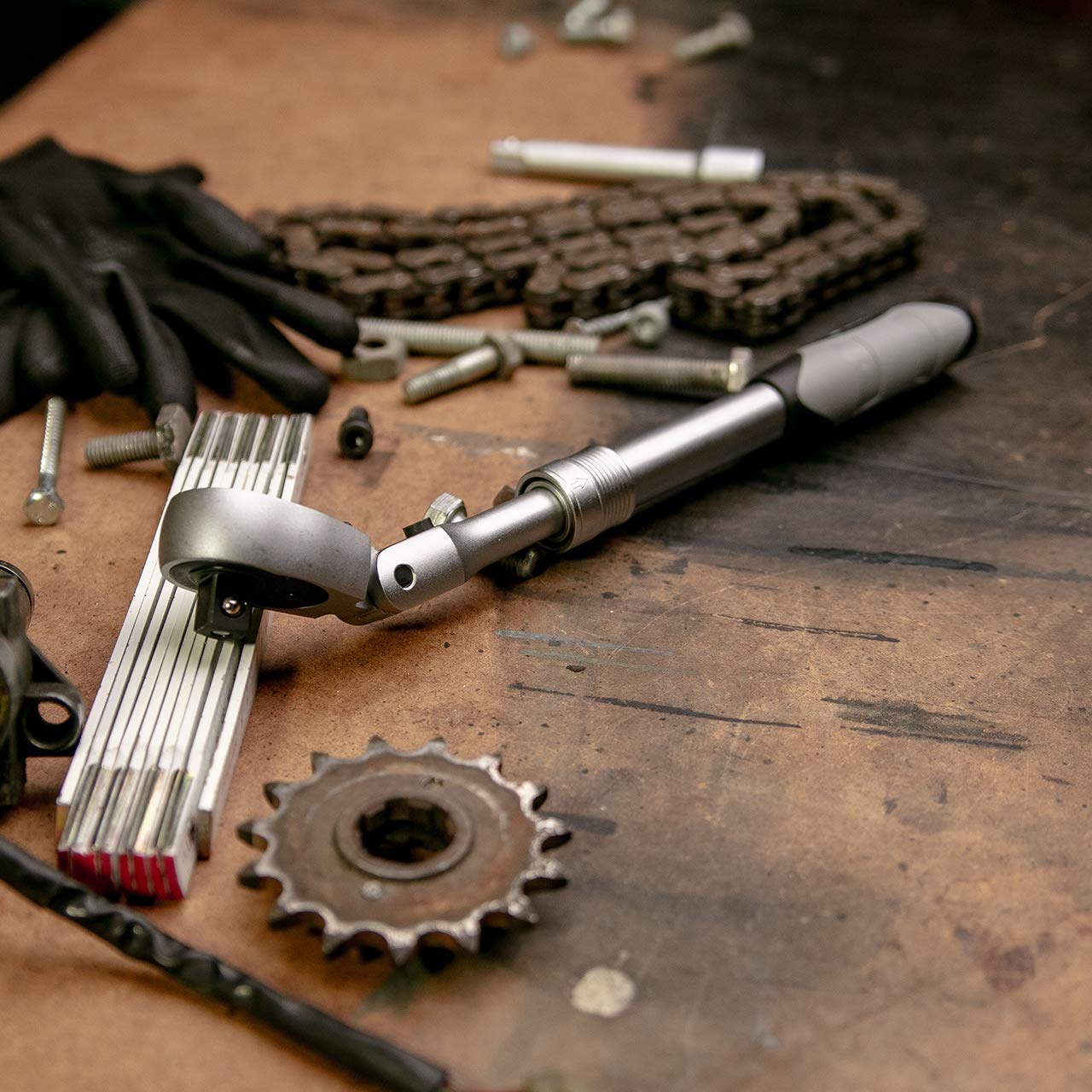 WGB Das Werkzeug Clé à cliquet télescopique articulée de 1/2", 72 dents, conforme à la norme DIN 3122, longueur 350-490 mm