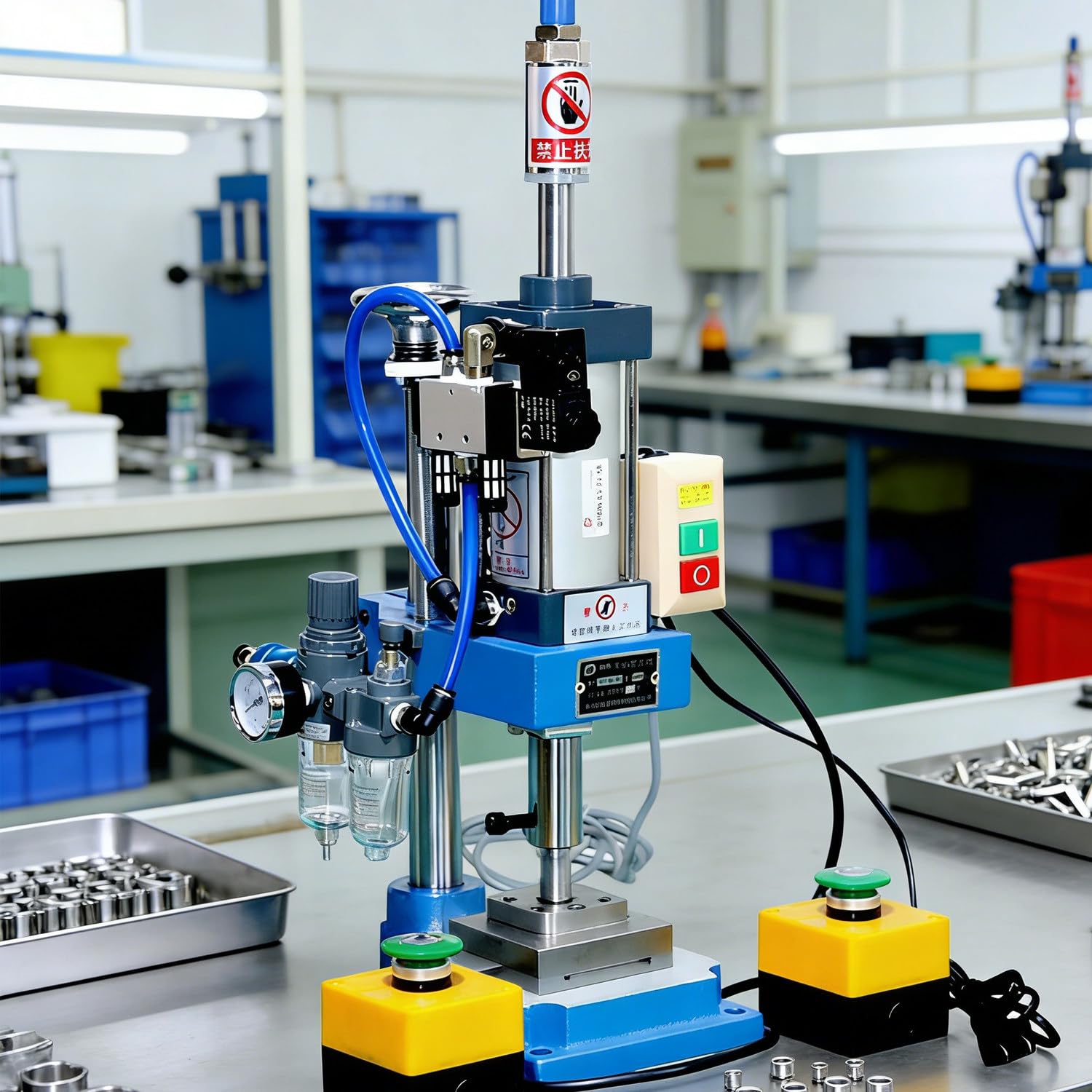CelyToe Pneumatic Press Machine Pneumatic Riveting Press Desktop Pneumatic Punch Press with 4 Versions for High Precision Stamping Bearing Press-Fitting & Electronic Component Manufacturing B