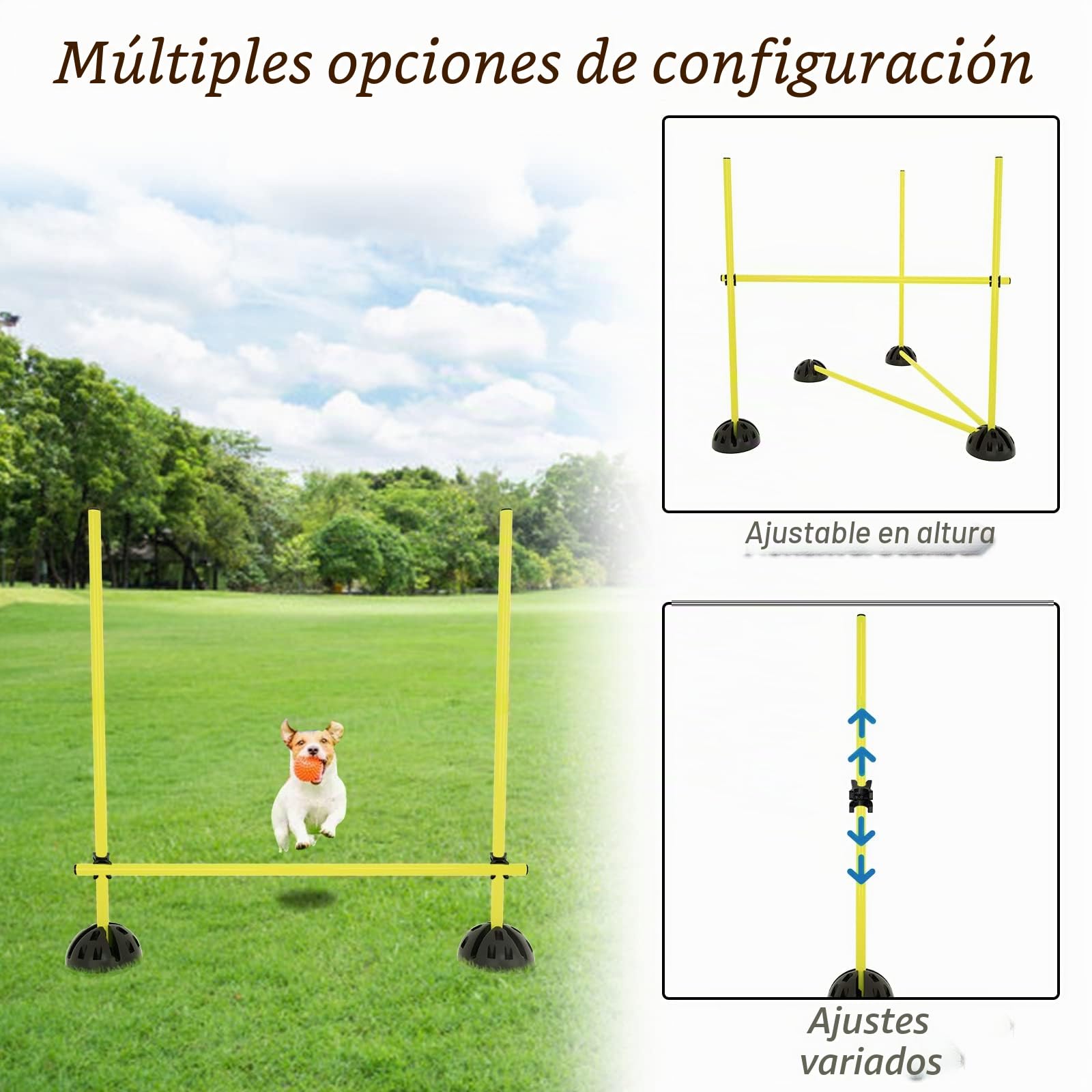 Froadp Agility Sports Juego de barras de salto para perros, altura ajustable, juego de obstáculos para entrenamiento funcional condicional, juego de obstáculos para baloncesto y fútbol