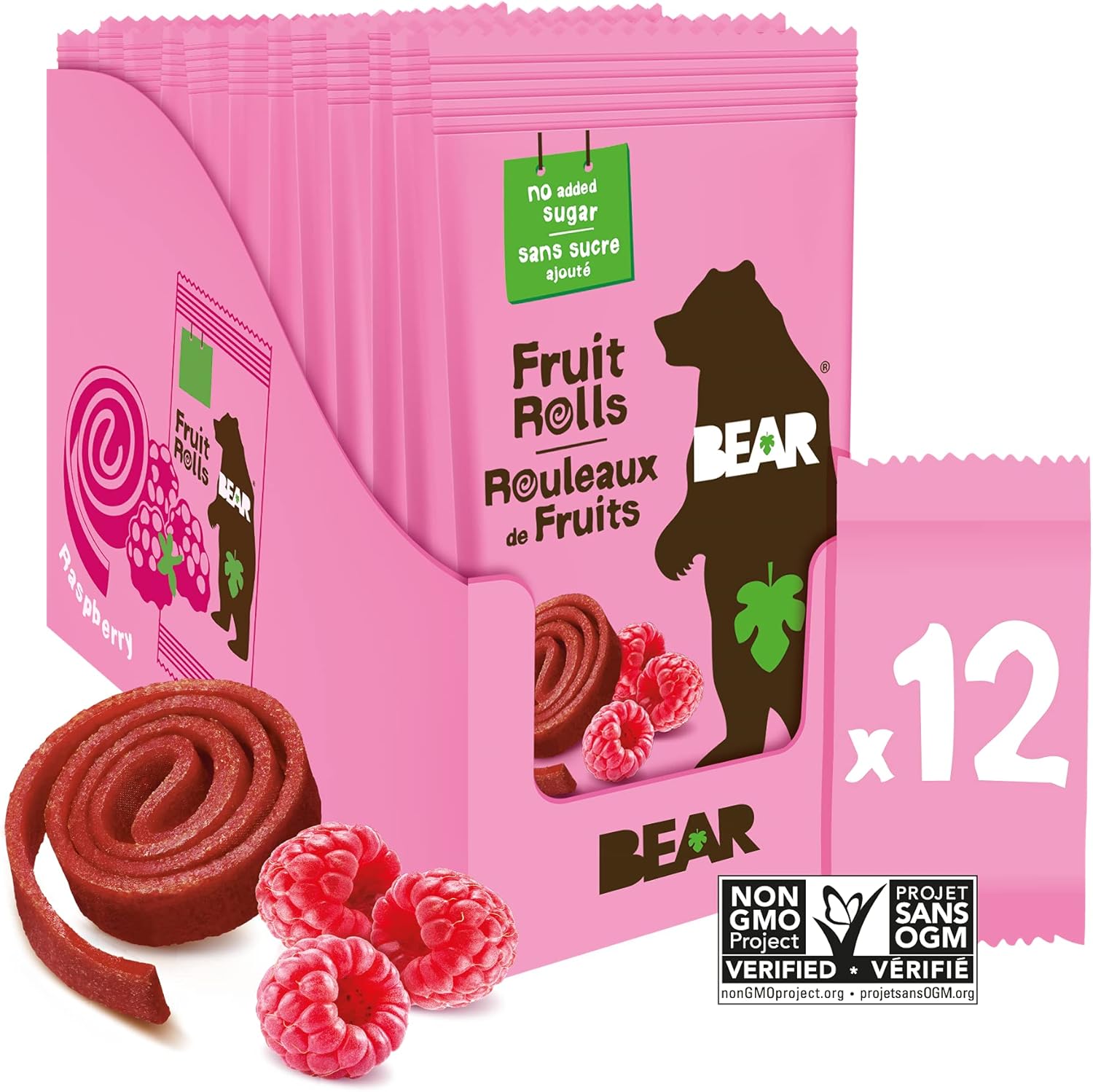 BEAR Fruit Rolls, 12 packs of 2 Rolls per Box Healthy Fruit Snack
