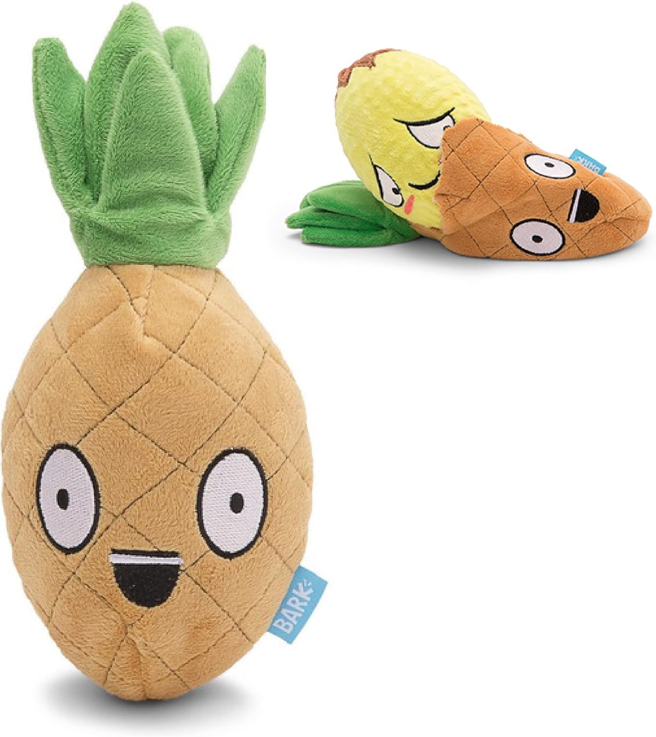 Dog Toy 2 in 1 Interactive Plush Exterior with Squeaker & Crinkle Material, Tearable Dog Toy with Squeaky Spikey Ball Inside, Ideal for Toy Destroyers - Penny The Pineapple, Small