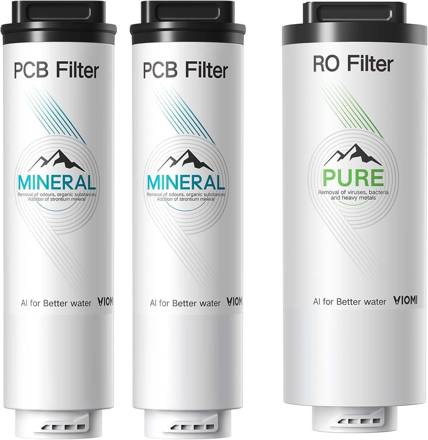 VIOMI® M1 1Pc RO Filter and 2 Pcs PCB Filters, Replacement for Viomi Reverse Osmosis Water Filter, Compatible with M1 Mineral Reverse Osmosis System