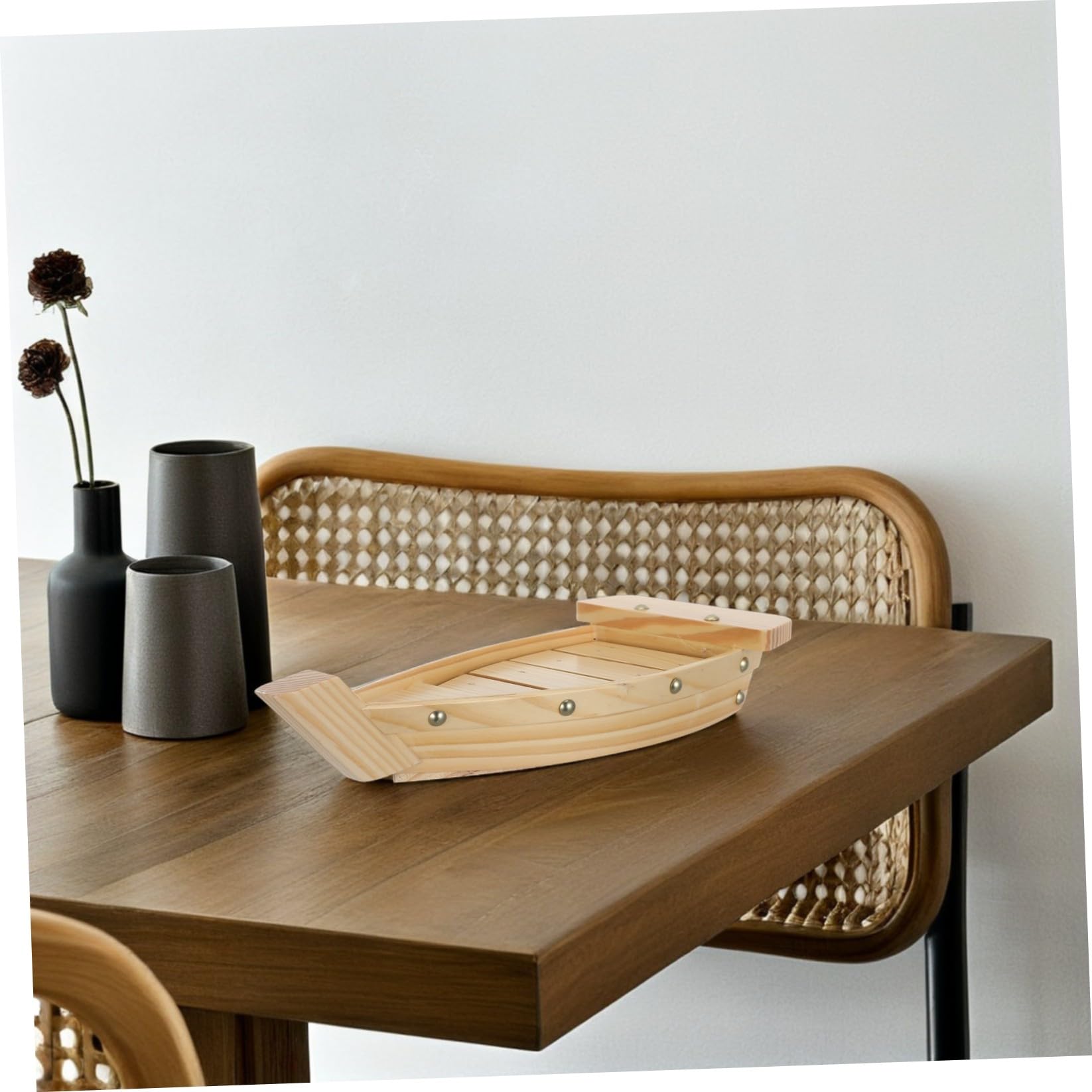 Sewroro Assiette à Sushis en Bois Ambiance Noël, Plat Bateau Japonerie