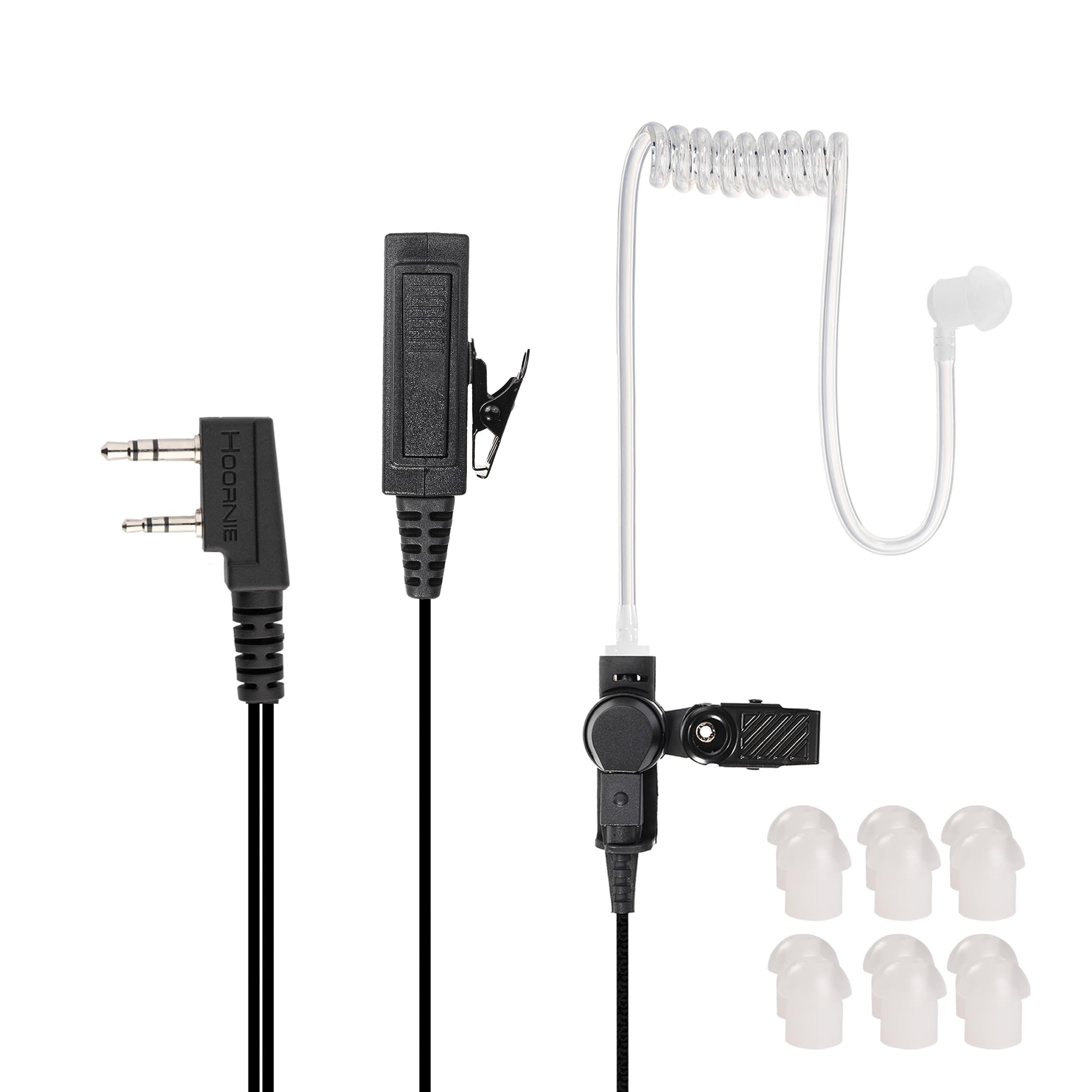 Cuffie radio Military Grade per Kenwood con 3 cavi intrecciati più spessi. Per Kenwood TK-3101, TK-3201, TK-3301, TK-3401D, TK-3501, TK-3701 UVM. Premium con 10 tappi per le orecchie gratuiti