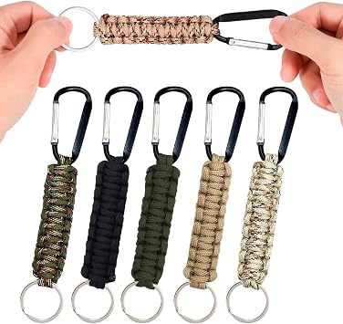 5PCS Outdoor Snap Hook Carabiner Clips, Keychain Quick Hang Mountaineering Chain, Nylon Rope Woven Keychain Ring, Carabiner Key Chain, Backpack, Mountaineering, Emergency Temporary, Unisex
