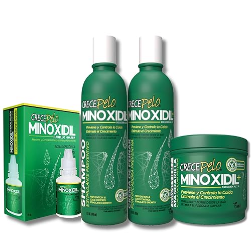 Crece Pelo Super Kit Plus para el crecimiento del cabello - Juego de 4 piezas con minoxidil 2% y 5% - Tratamiento contra la caída del cabello -