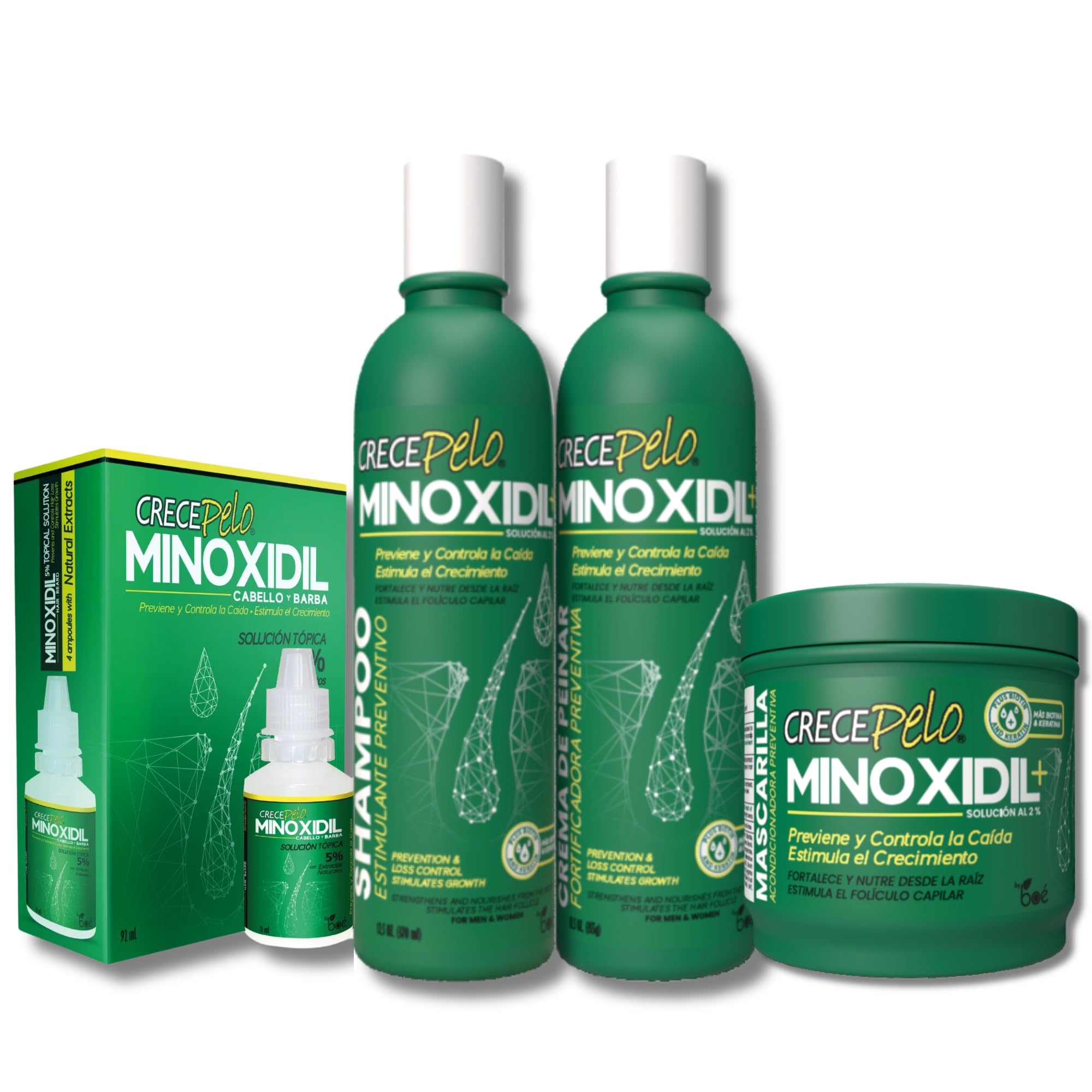 Crece Pelo Hair Regrowth Super Kit Plus 4-Piece Set with Minoxidil 2 5 Anti Hair Loss Treatment Includes