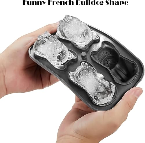 Miniatura 4 de Molde para cubitos de hielo 3D de bulldog francés, lindo regalo para mamá y papá para amantes de los perrosmemorial, bandeja grande para cubitos de