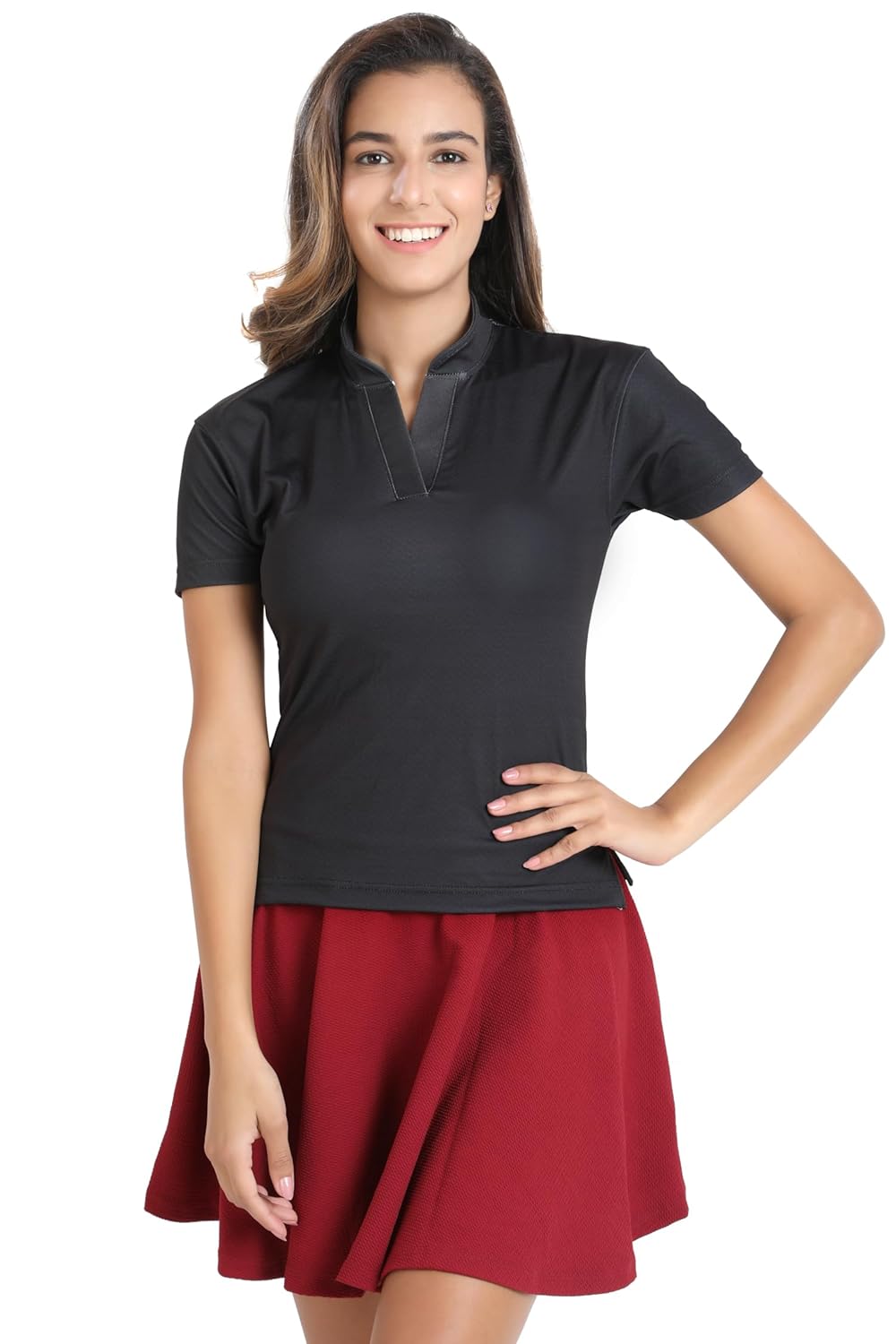 Golfpartee Mysterious Black Polo Performance Golf Lifestyle Womens Shirt (Color: Black | Size :3XL) Golfpartee Mysterious Black Polo Performance Golf Lifestyle Womens Shirt (Color: Black | Size :3XL)