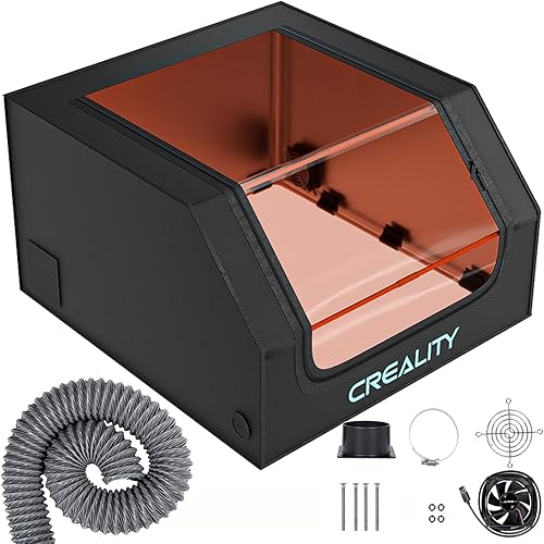 Miniatura 8 de Creality - Carcasa para grabador láser V2.0 a prueba de fuego y polvo, 28.346 x 28.346 x 15.748 in, ventilador de escape de 4000 RPM y tubería, se