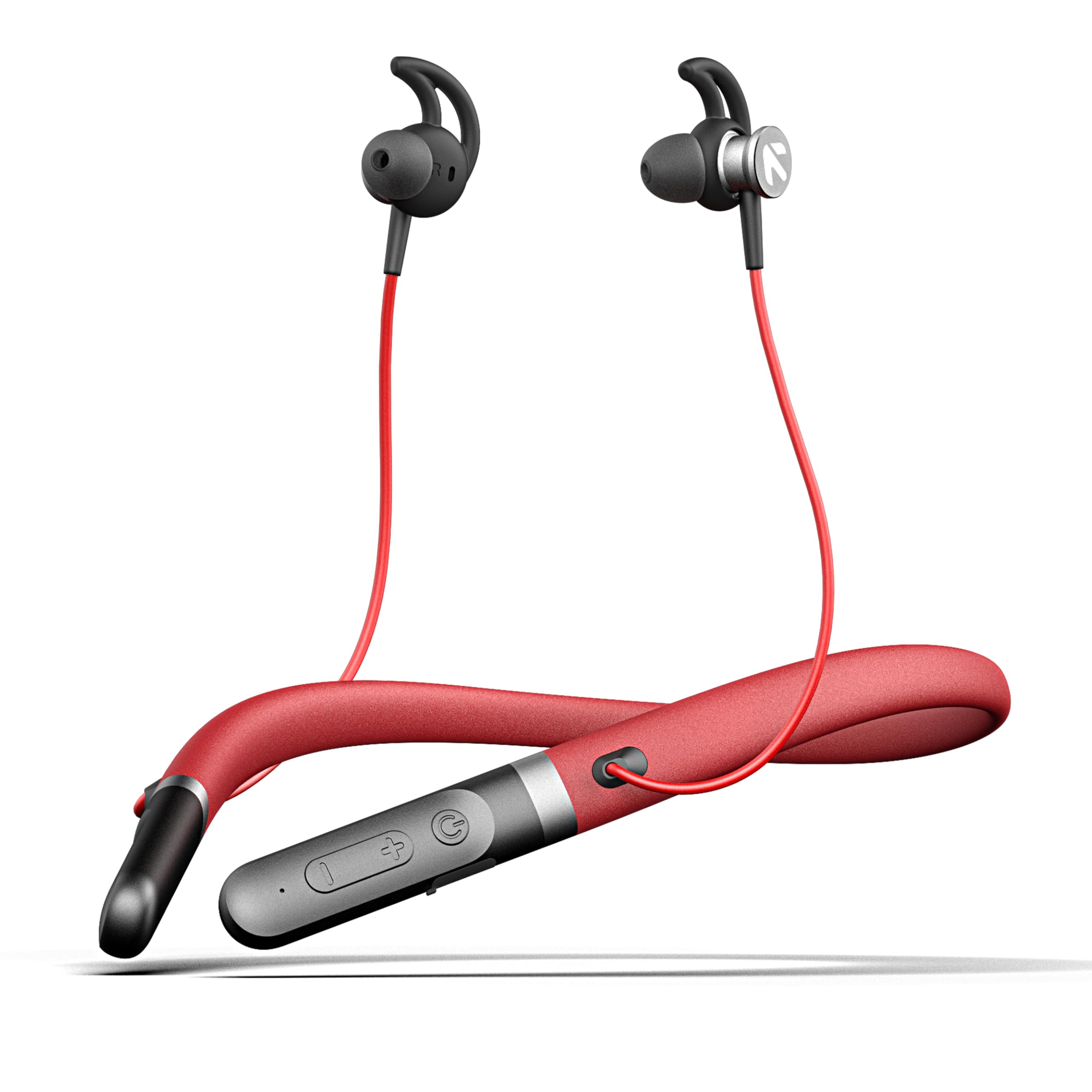 Boult Audio ZCharge Bluetooth Earphones with 40H Playtime, Dual Pairing Neckband, Zen™ ENC Mic, Type-C Fast Charging (10Mins=15Hrs), Biggest 14.2mm Bass Driver IPX5 Premium Silicone Neck Band (Red)