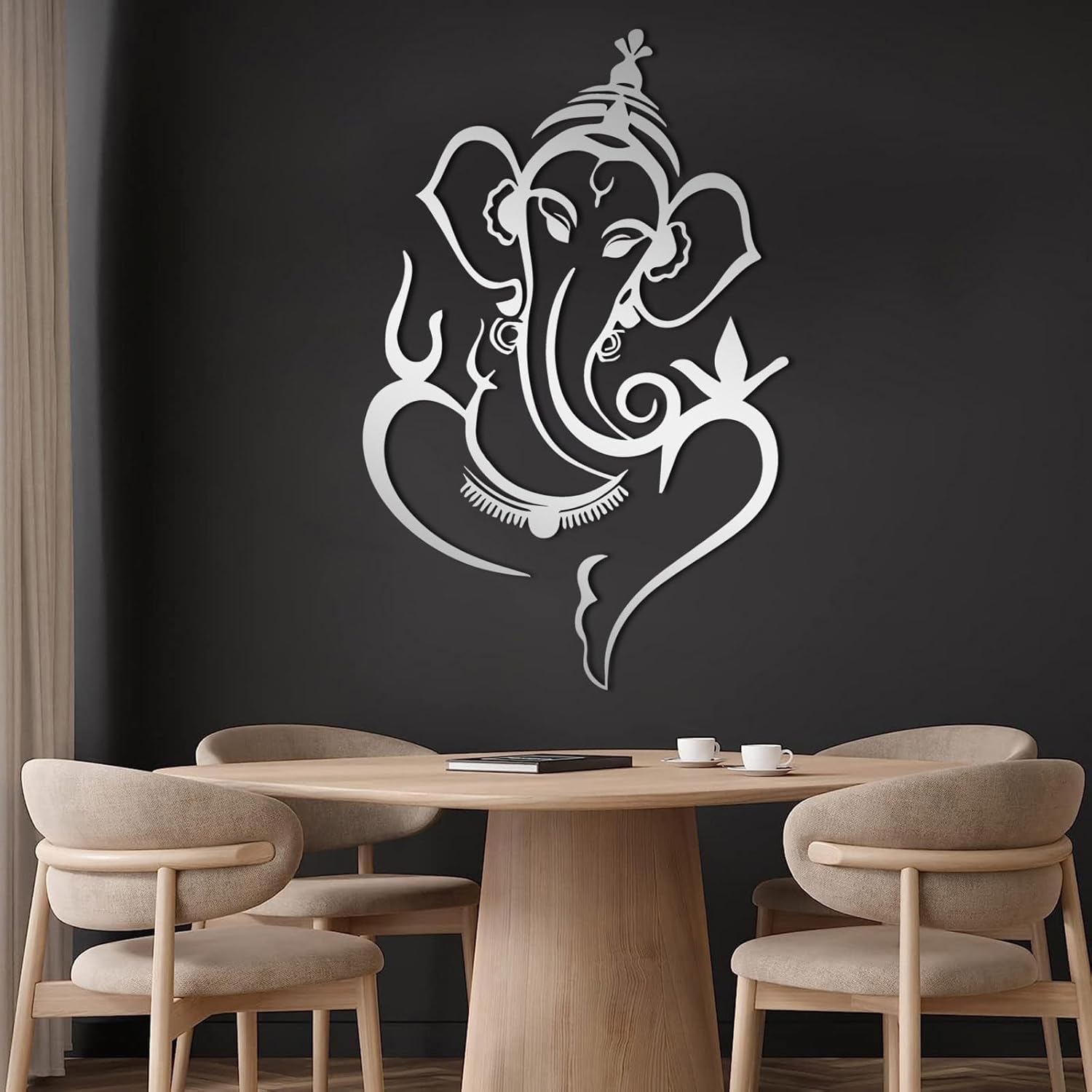 EANHIPE Ganesha Metal Wall Art, Lord Ganesha Metal Wall Decor, Ganapati Elephant Wall Mount, Indian Art, Minimalist Abstract Home Decor, House Decorations Living Room (Black, 35"x23"/90x58cm)