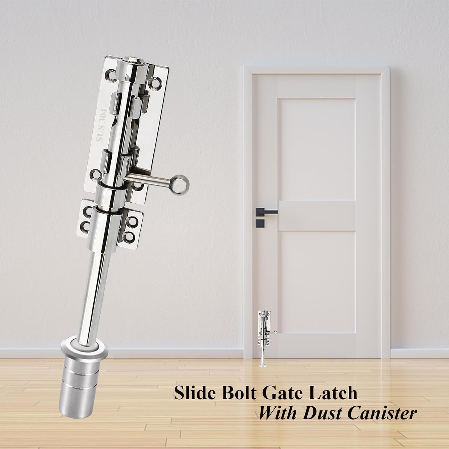 Gate Latch 304 Stainless Steel Slide Bolt Latch Heavy Duty Rustproof Barrel Bolt Latch Thickened Solid Outdoor Gate Lock Door Hardware for Shed Fence Trailer