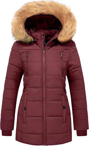 FARVALUE Womens Water Resistant Winter Coat Thicken Puffer Jacket Warm Quilted Parka Padded Windbreaker with Removable Hood