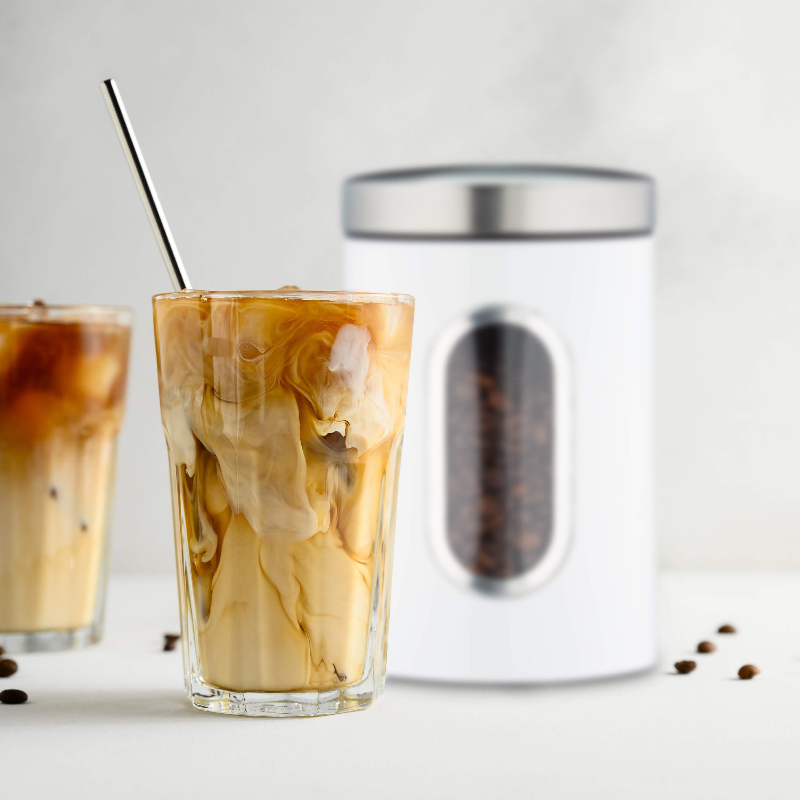 Relaxdays Vorratsdose, Deckel, Sichtfenster, 1,4 L, für Kaffee, Mehl, Pasta, Aufbewahrungsdose Küche, Metall, Farbwahl