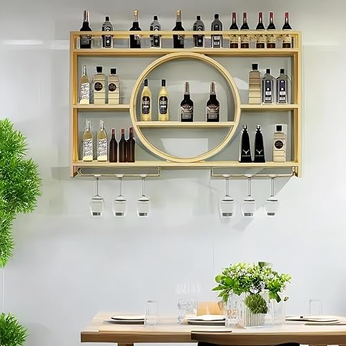 Miniatura 2 de Estante de metal para vino de 55 pulgadas, estantes de barra de 3 niveles con soporte para vidrio, estantes de licor modernos de gran capacidad para