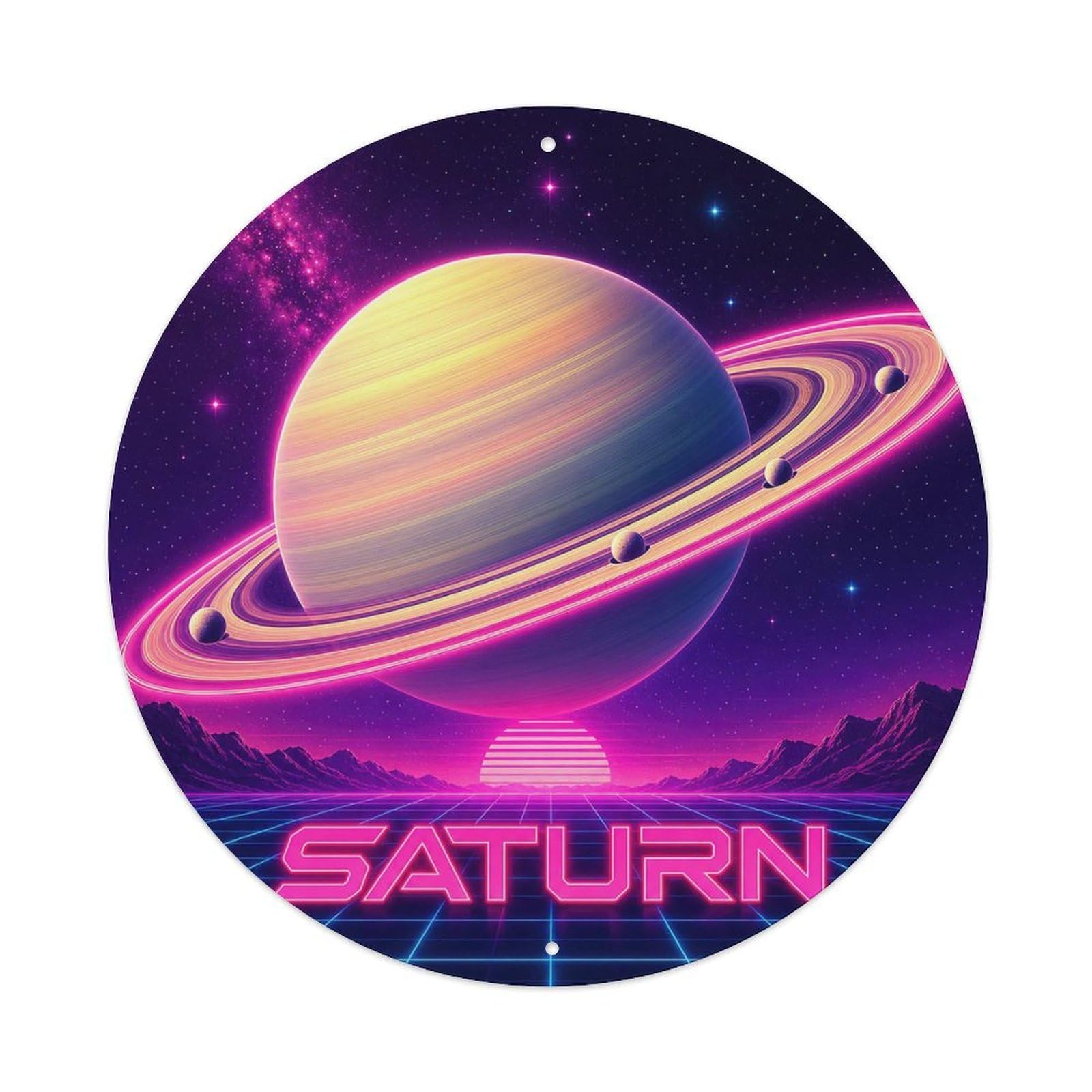 Deep Space Celestial Saturn Ringed Planet Metal Tin Sign