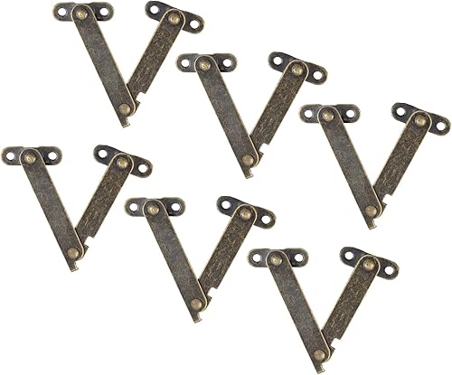 Miniatura 7 de Bisagras plegables de soporte de tapa, bisagra de tapa de latón antiguo, bisagra giratoria de hierro para tapa de muebles para armario de armario