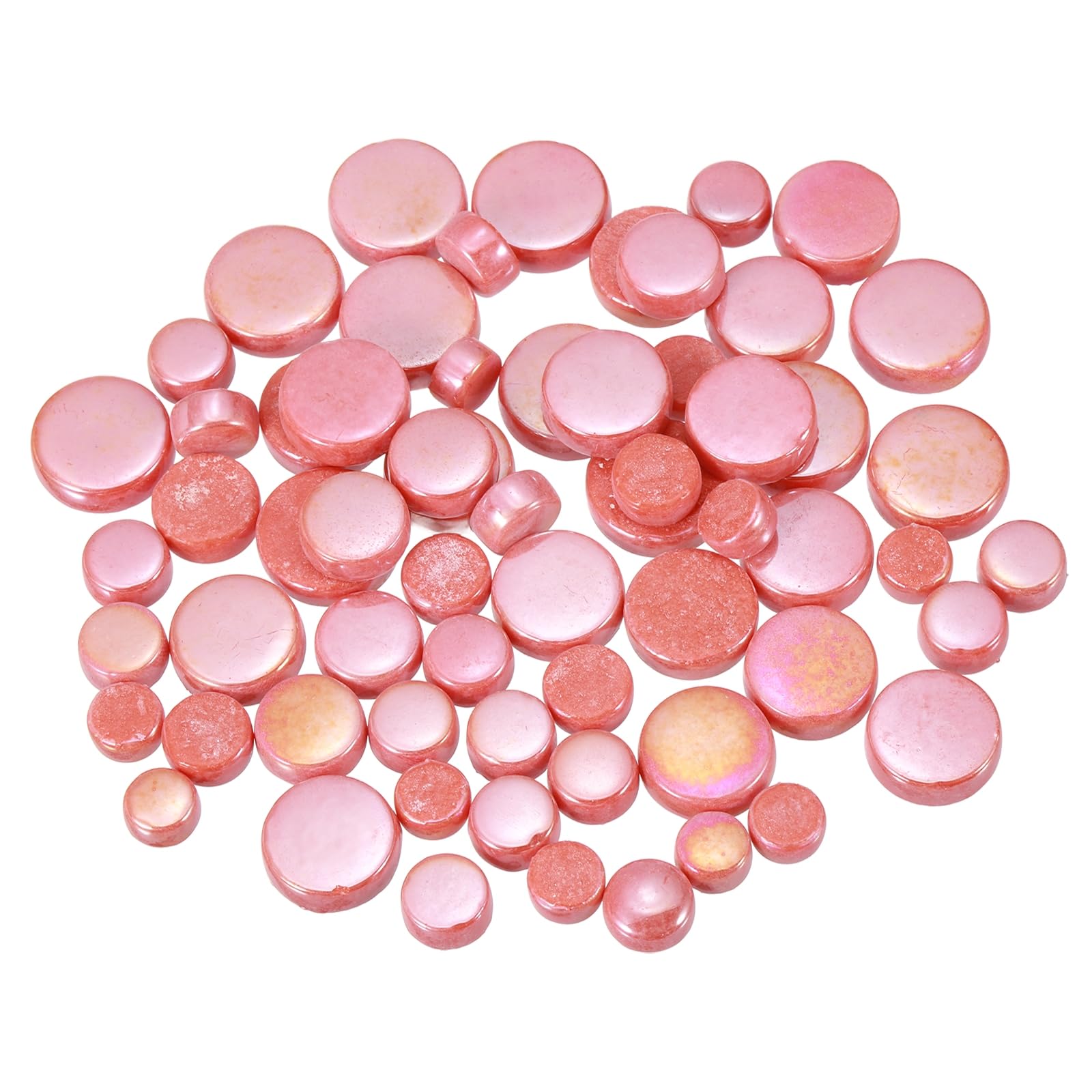 sourcing map 200g Round Mosaic Tiles for Crafts, Multi-Size Iridescent Mosaic Glass Bulk for DIY Art, Home Decoration, Vases, Mugs, Flower Pots (Orange Red)