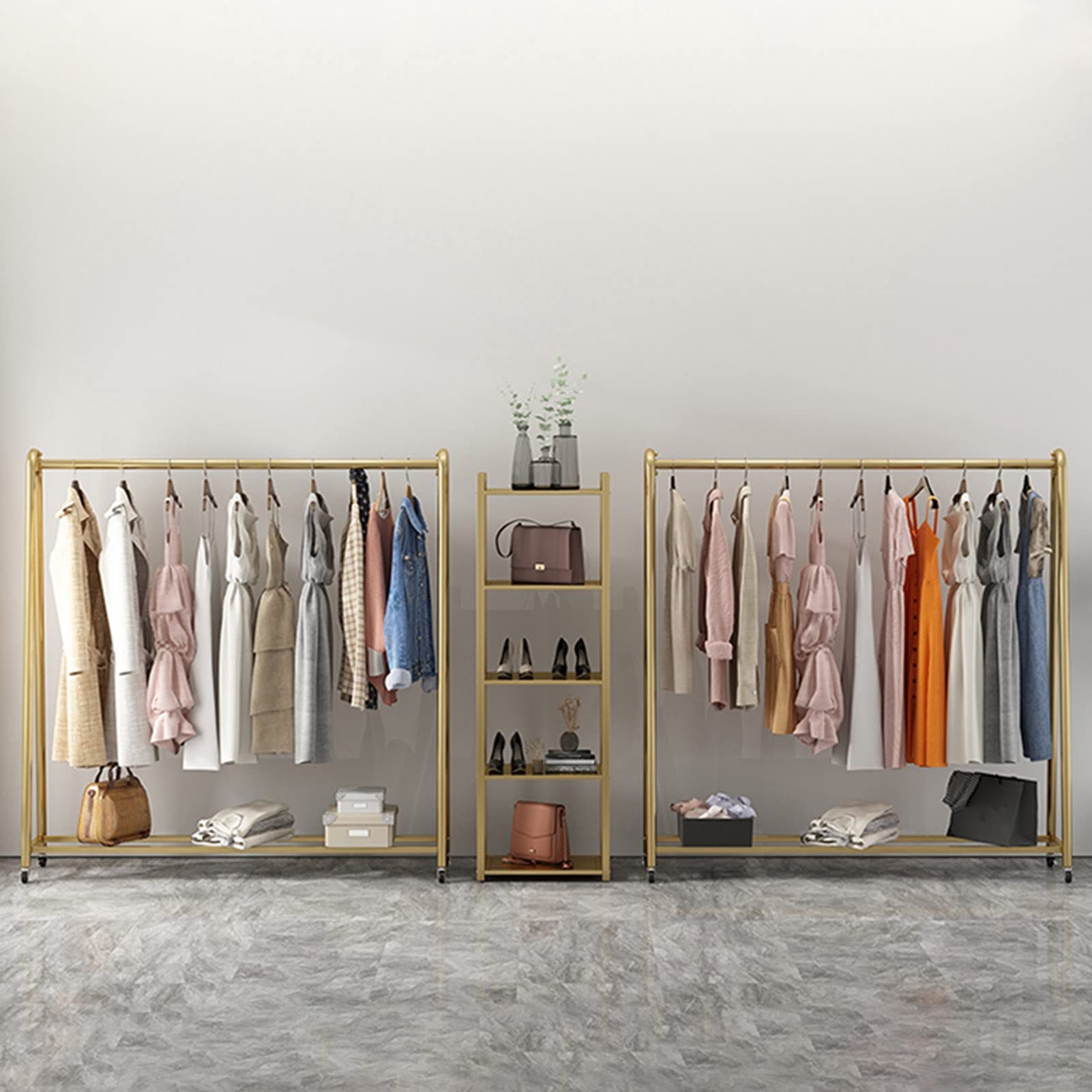 Appendiabiti Per Esposizione Di Vestiti Con Ruote, Scaffali Per Negozi Di Abbigliamento Al Dettaglio, Appendiabiti Commerciale Indipendente Per Appendere Vestiti, Montaggio Organizer Per Impieghi Gra